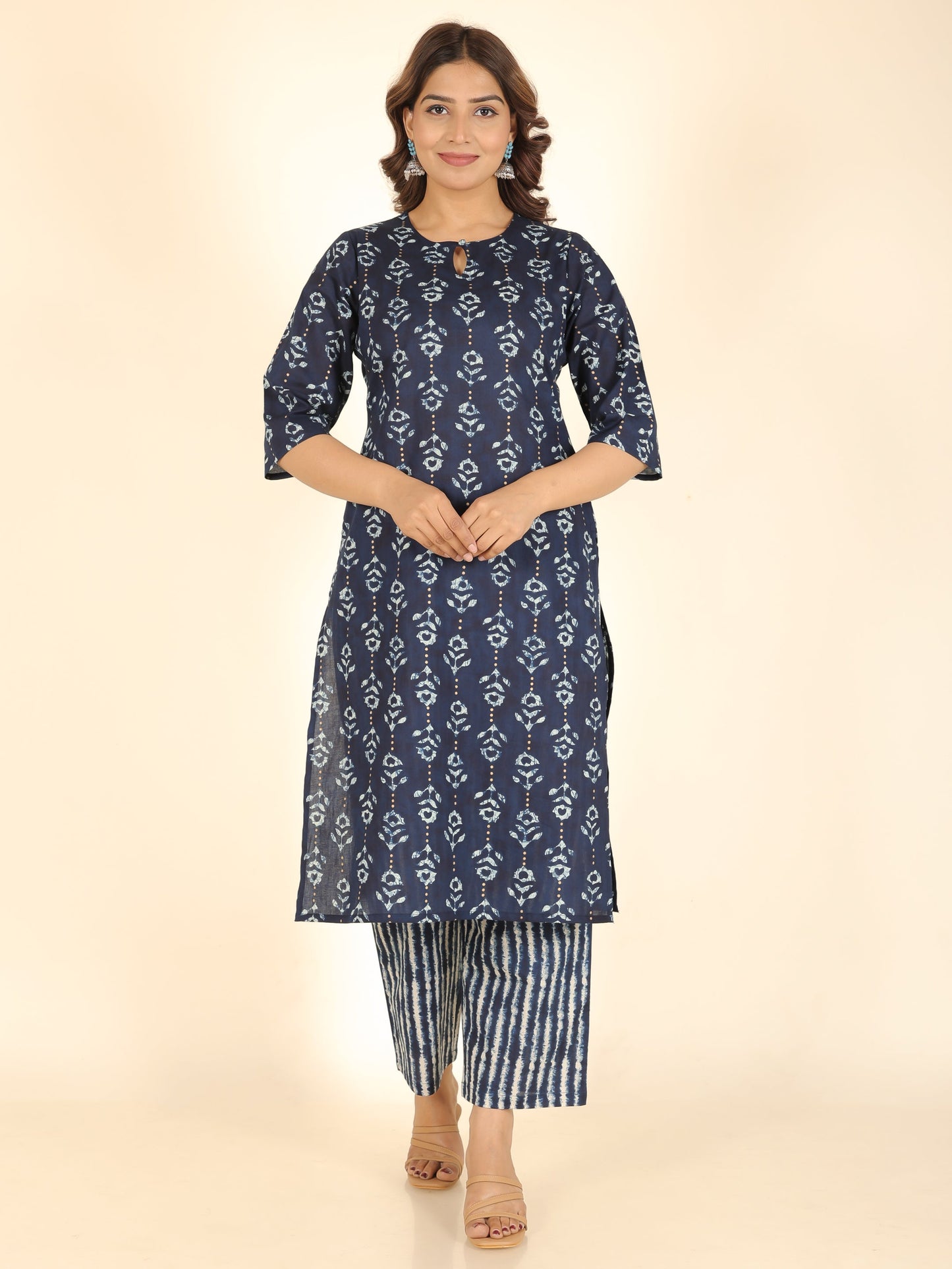 Soft Cotton Gold foil Kurta