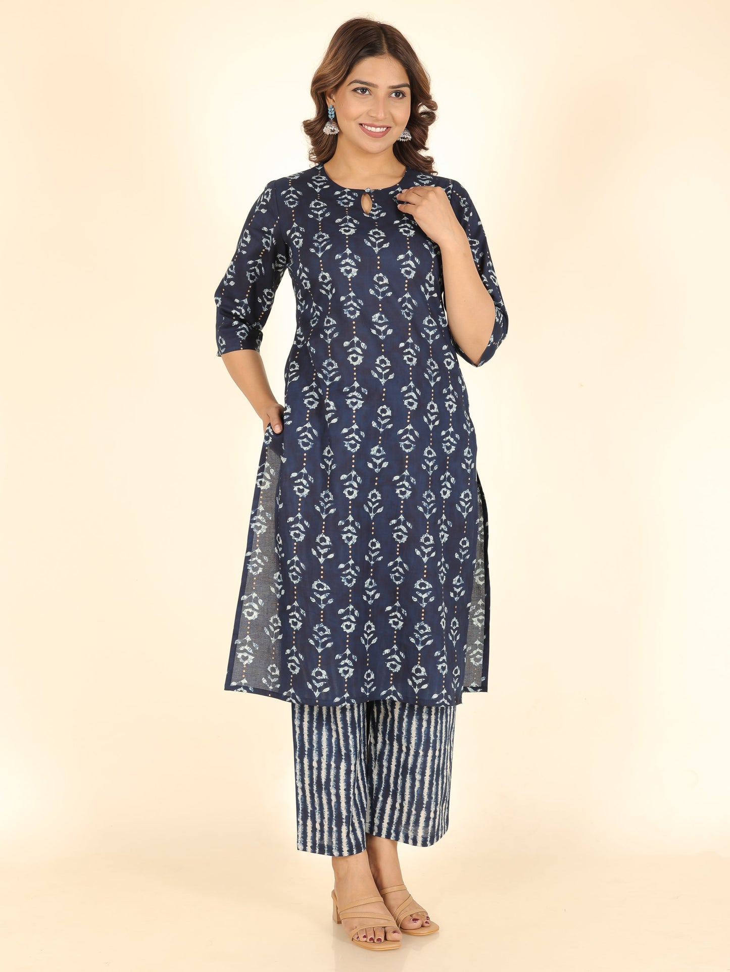 Soft Cotton Gold foil Kurta