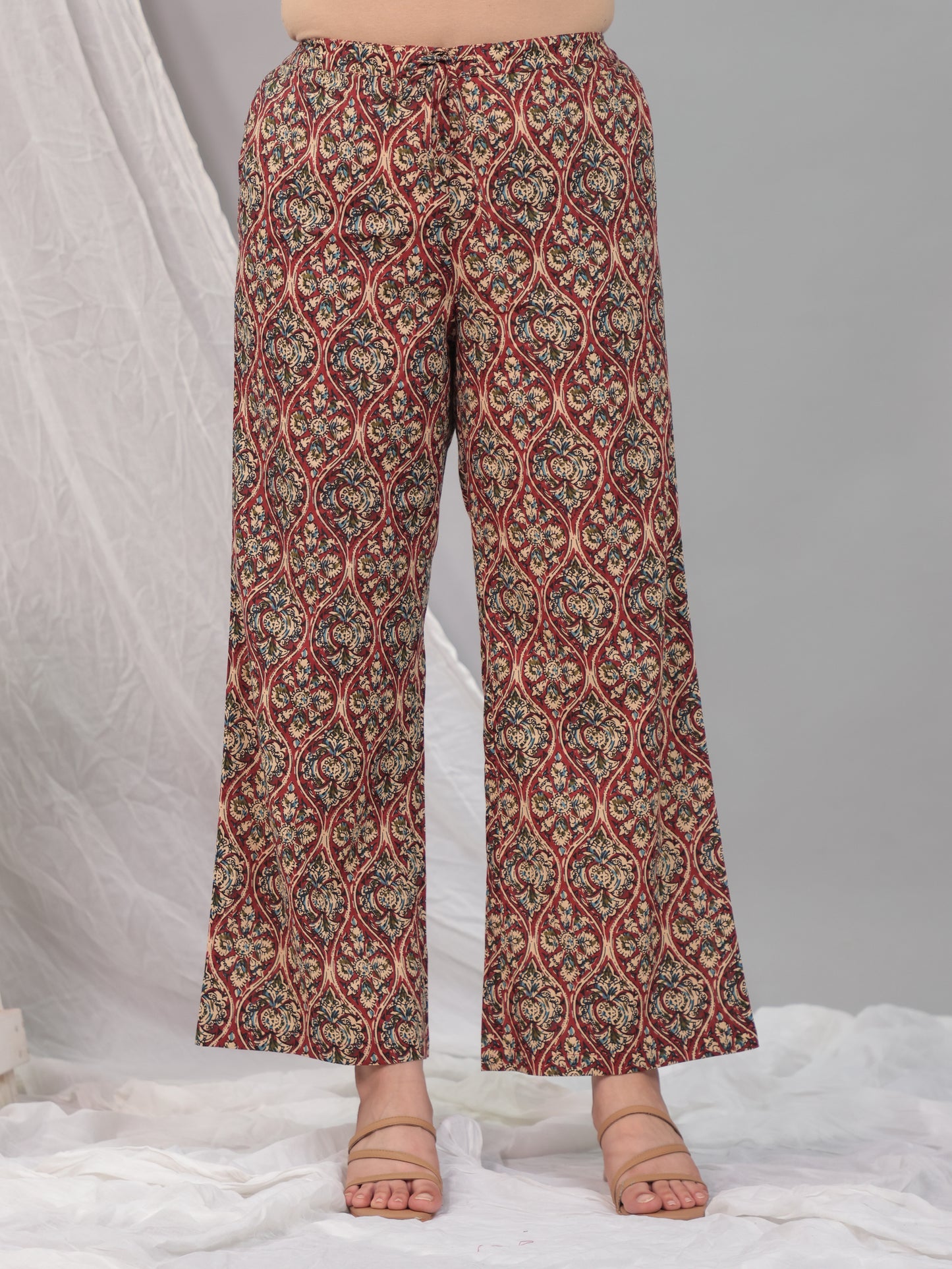 Soft Cotton Kalamkari Red Palazzo