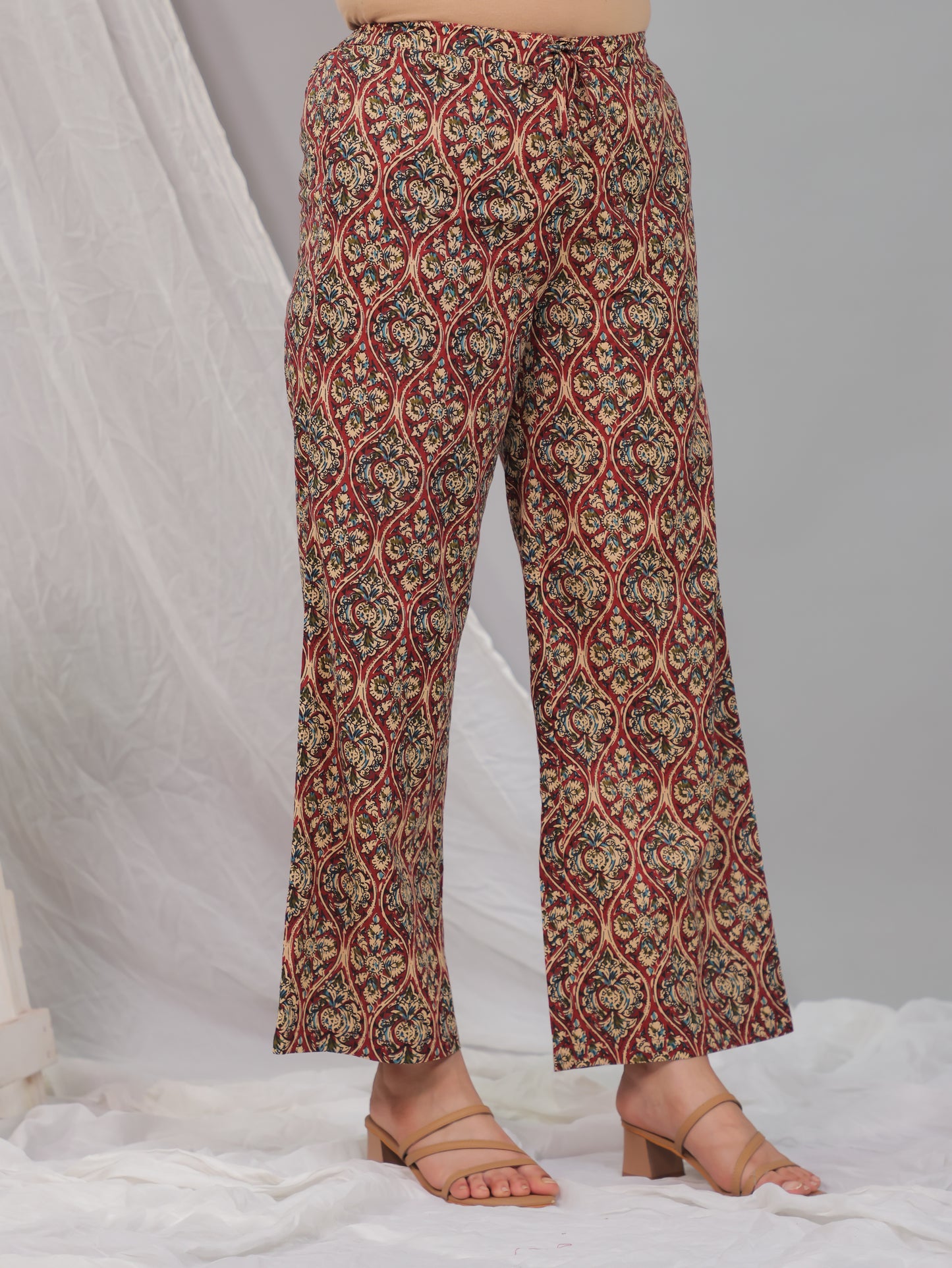 Soft Cotton Kalamkari Red Palazzo