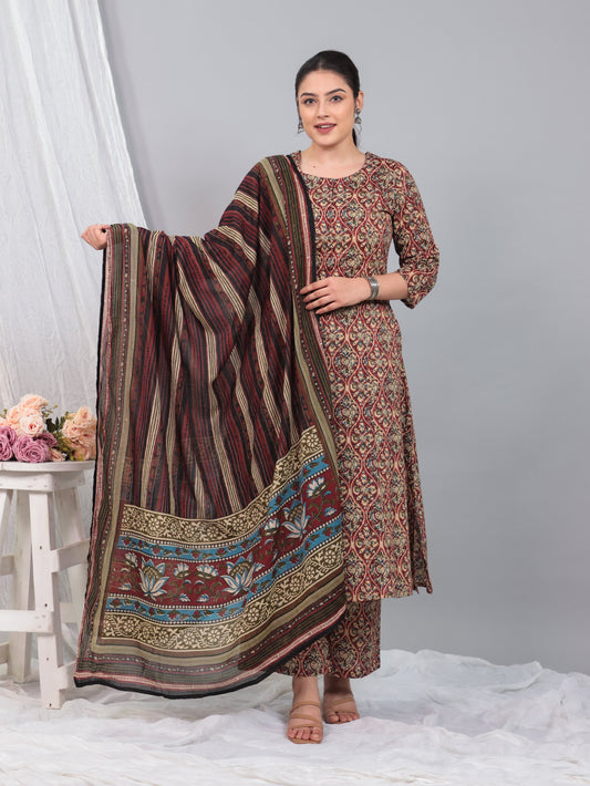 Cotton Voile Striped Brown Dupatta