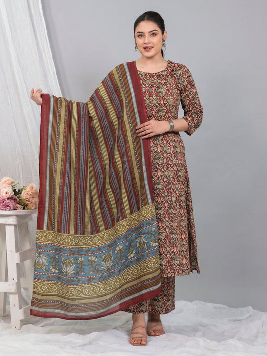 Cotton Voile Striped Brown Dupatta
