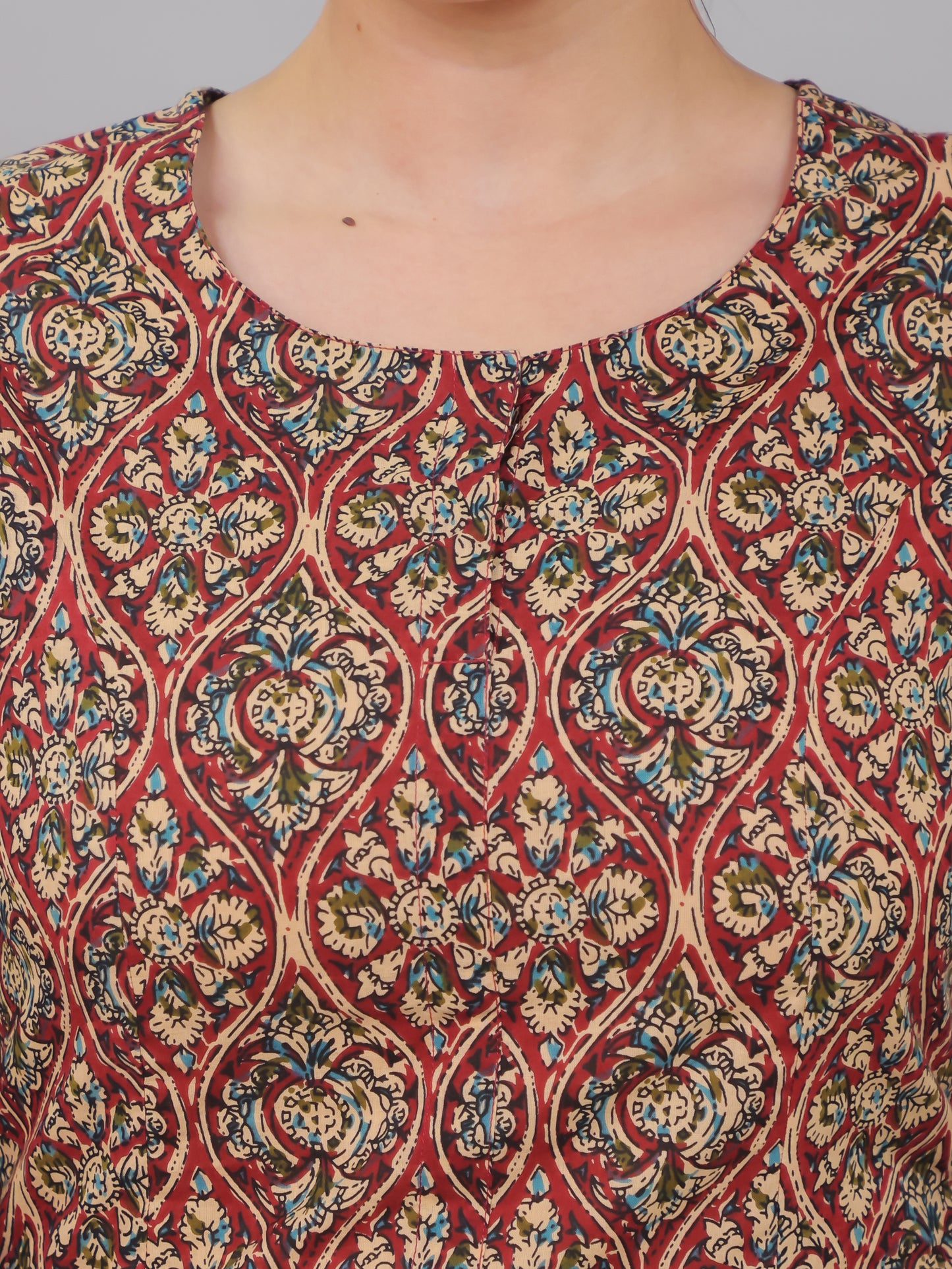 Soft Cotton Kalamkari A-line Red Kurta