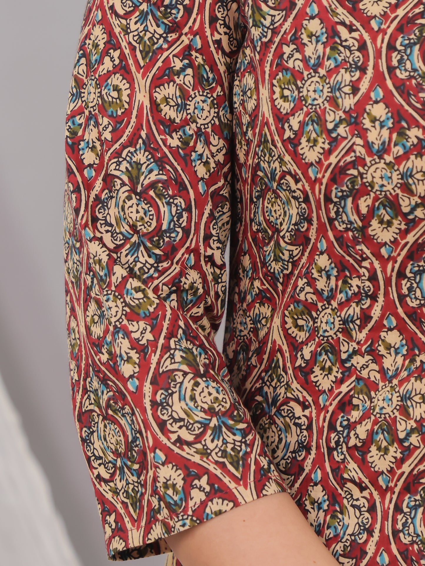Soft Cotton Kalamkari A-line Red Kurta