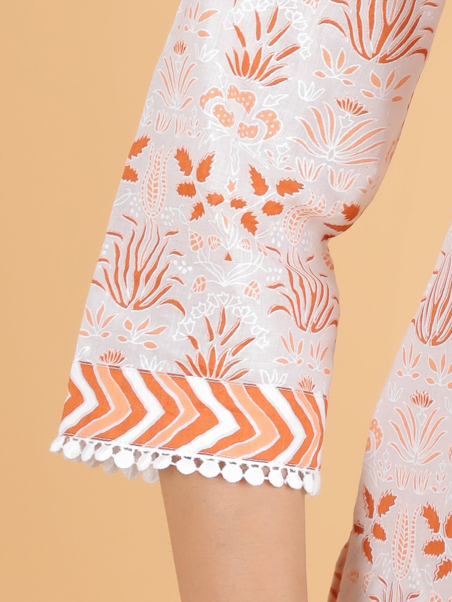 Soft Cotton Floral Straight White Kurta