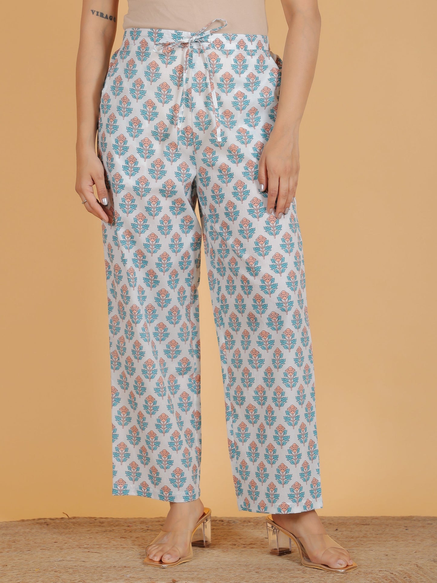 Soft Cotton Floral Panelled White Kurta