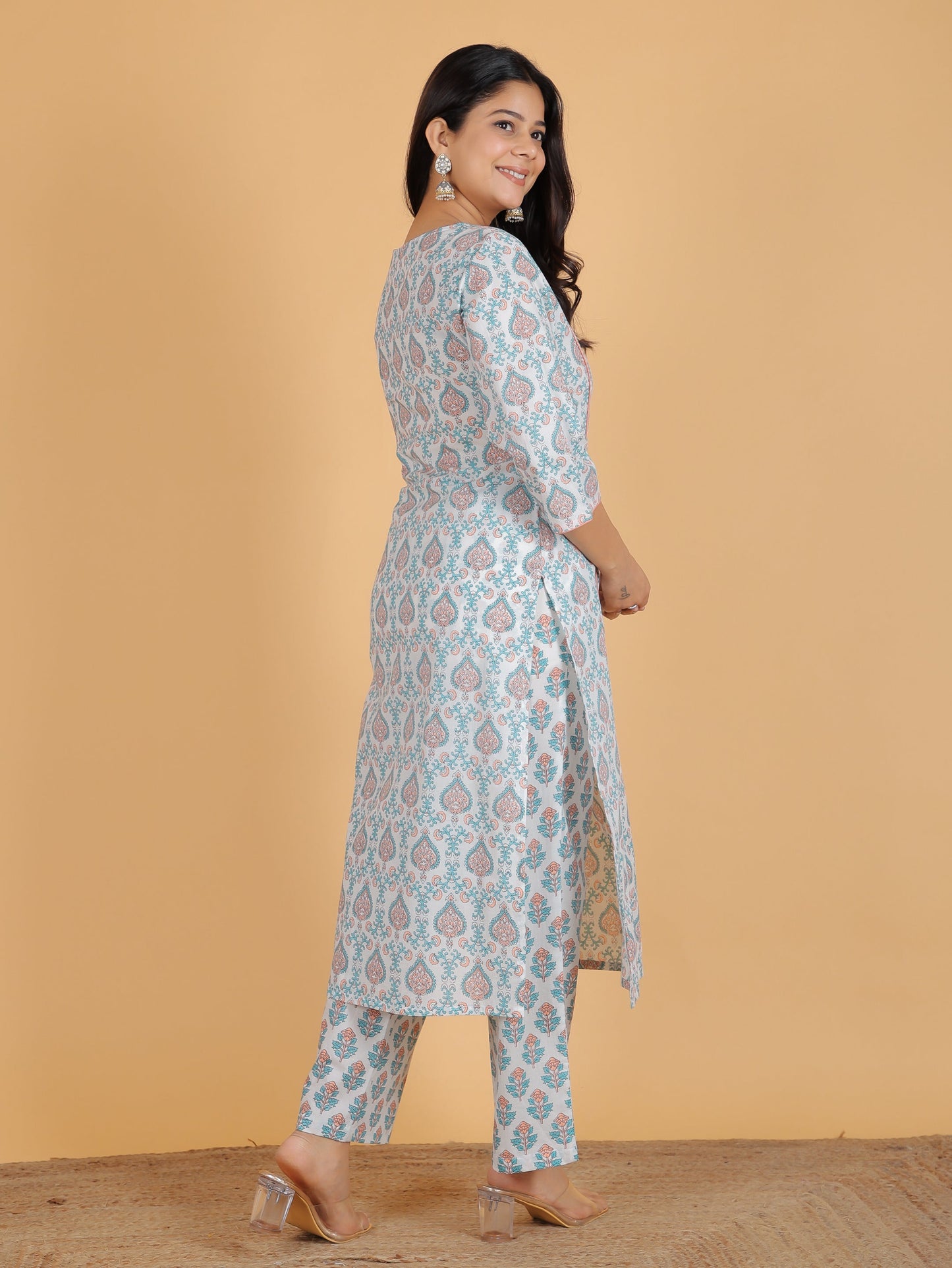 Soft Cotton Floral Panelled White Kurta