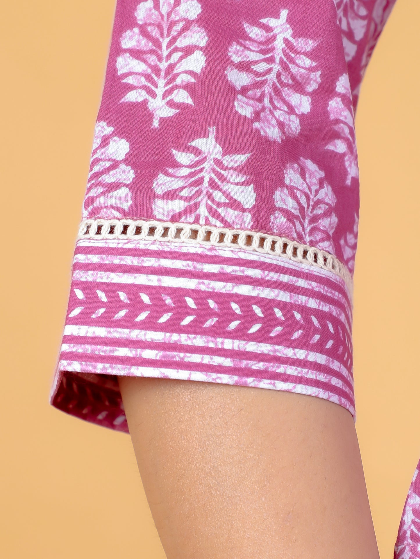 Soft Cotton Floral Straight Purple Kurta