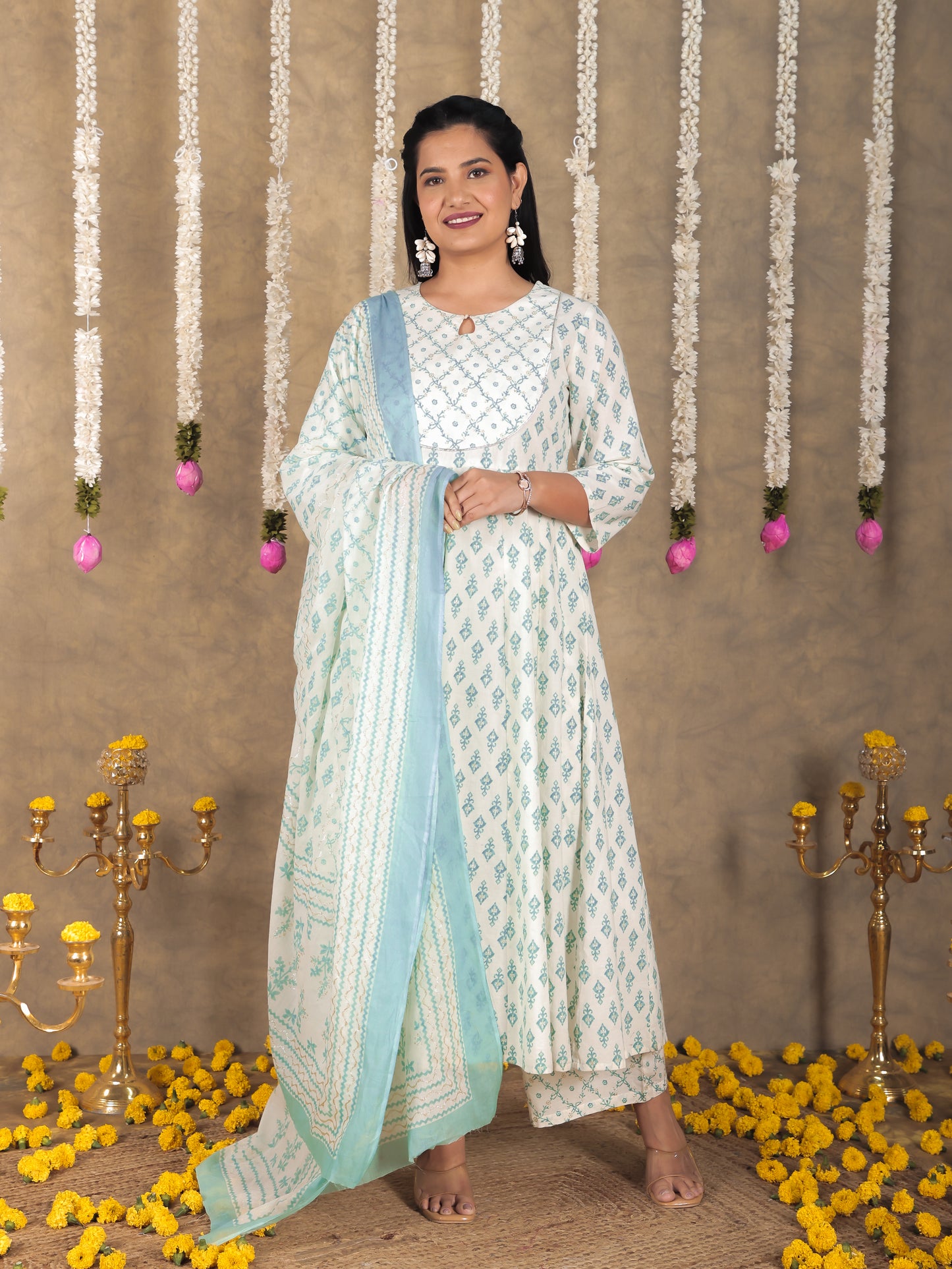 Cotton Voile Ikat Green Dupatta