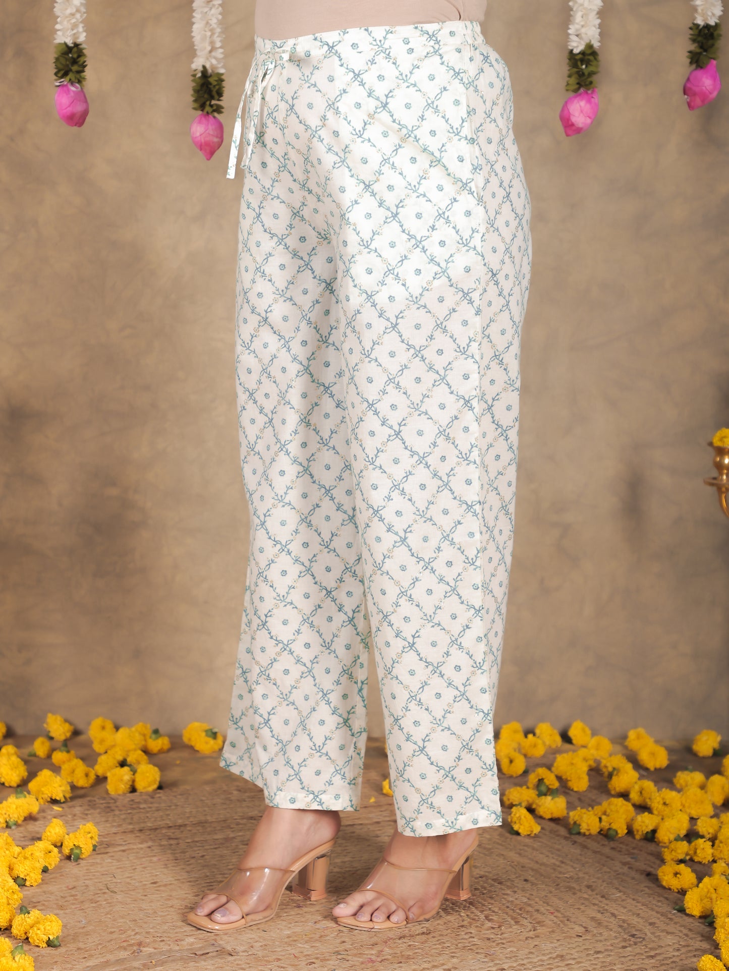 Soft Cotton Ikat Anarkali Green Kurta