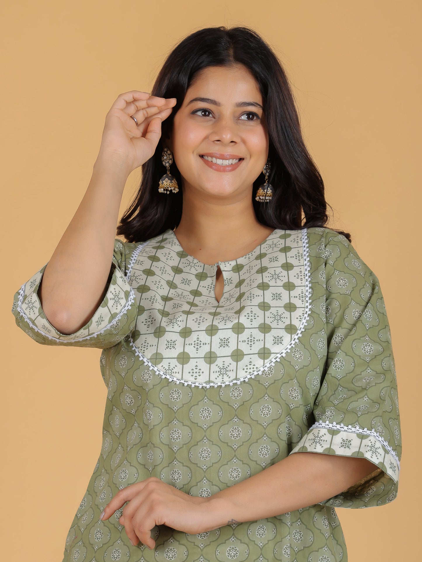 Soft Cotton Geometric Kurta