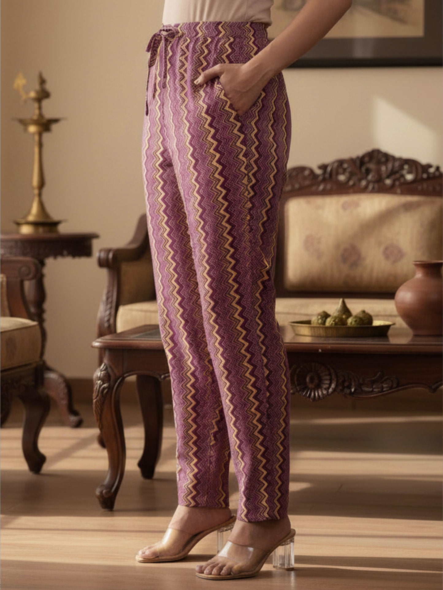 Soft Cotton Floral A-line Burnt Pink Kurta