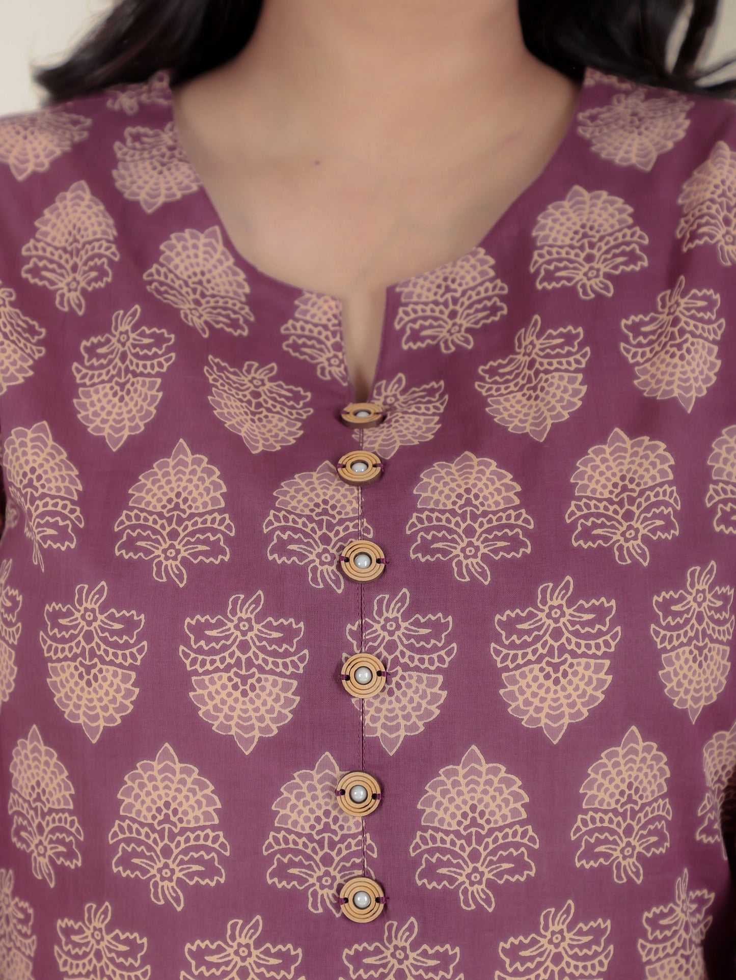 Soft Cotton Floral A-line Burnt Pink Kurta