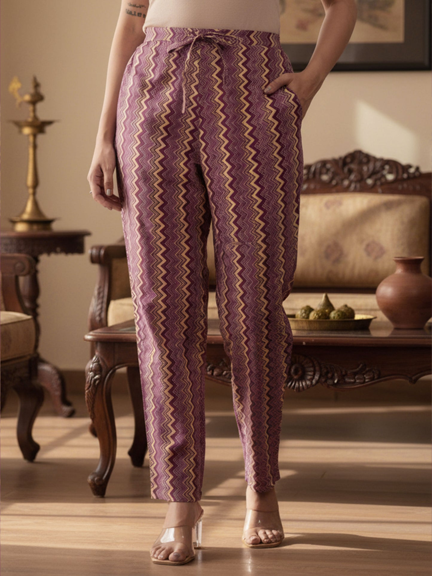 Soft Cotton Floral A-line Burnt Pink Kurta