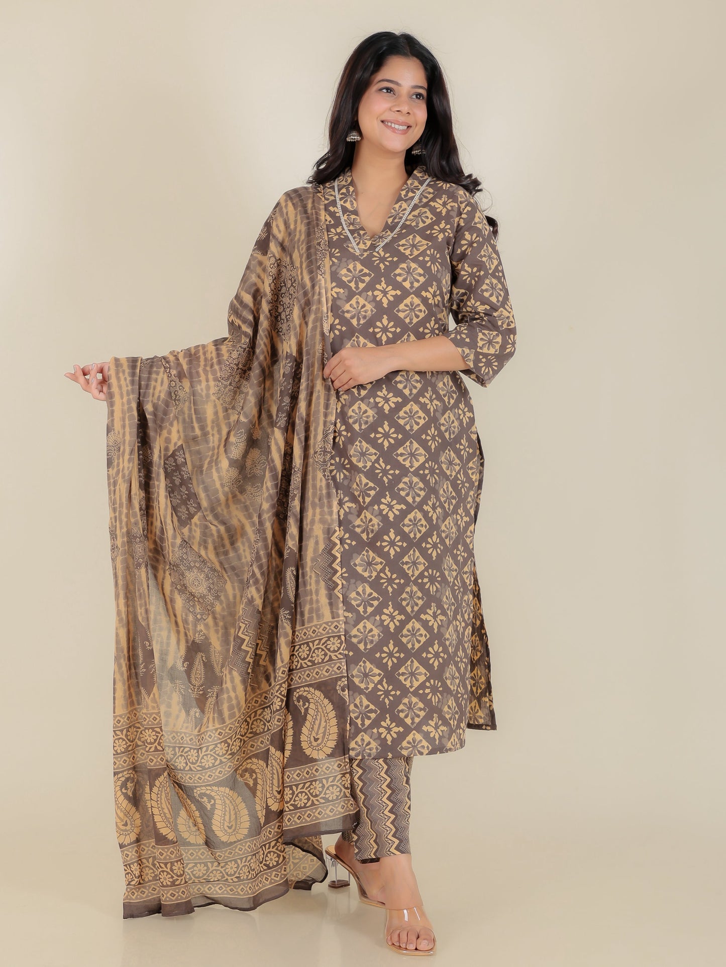 Soft Cotton Geometric Kurta