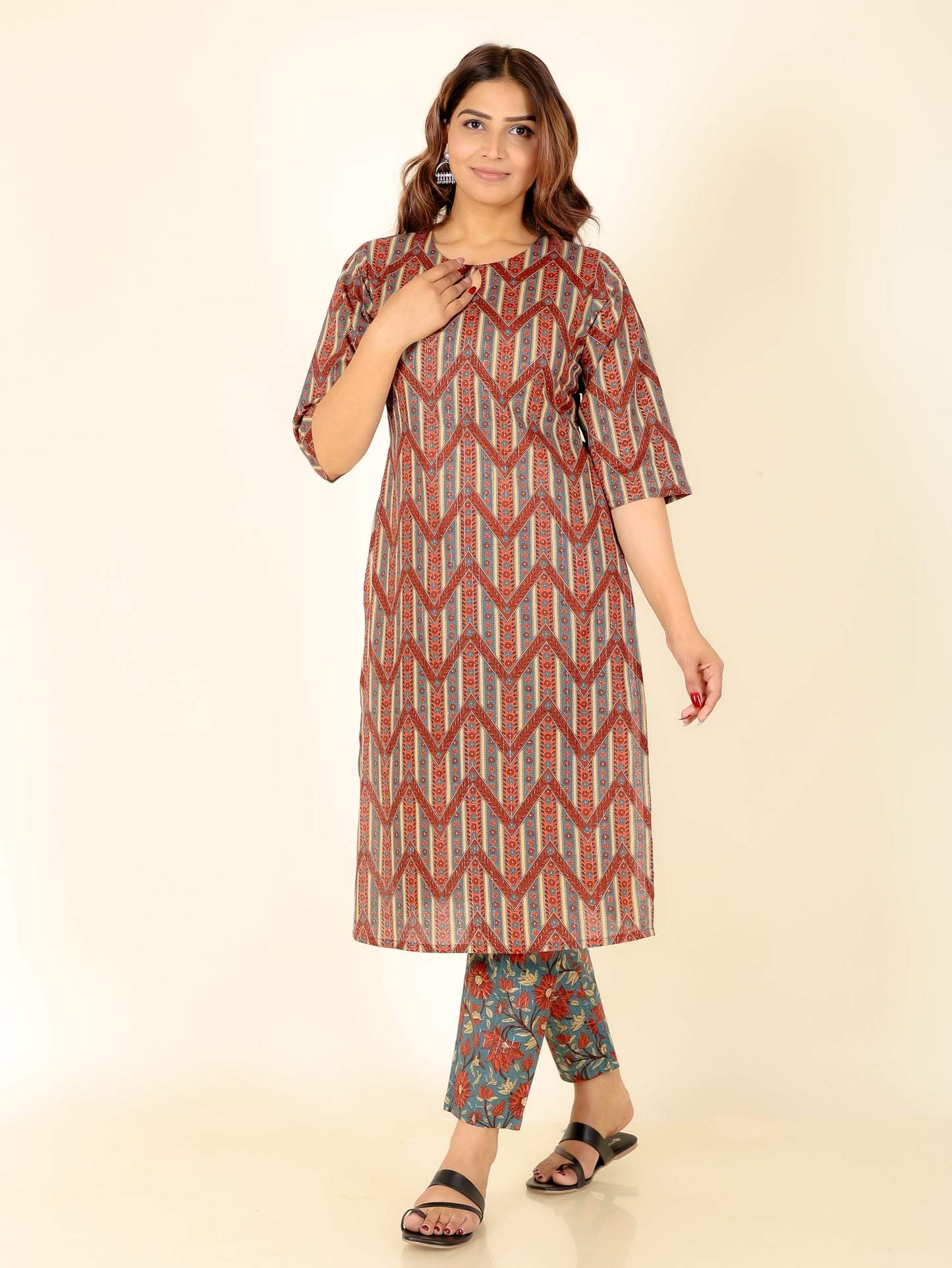 Lurex Cotton Chevron Kurta