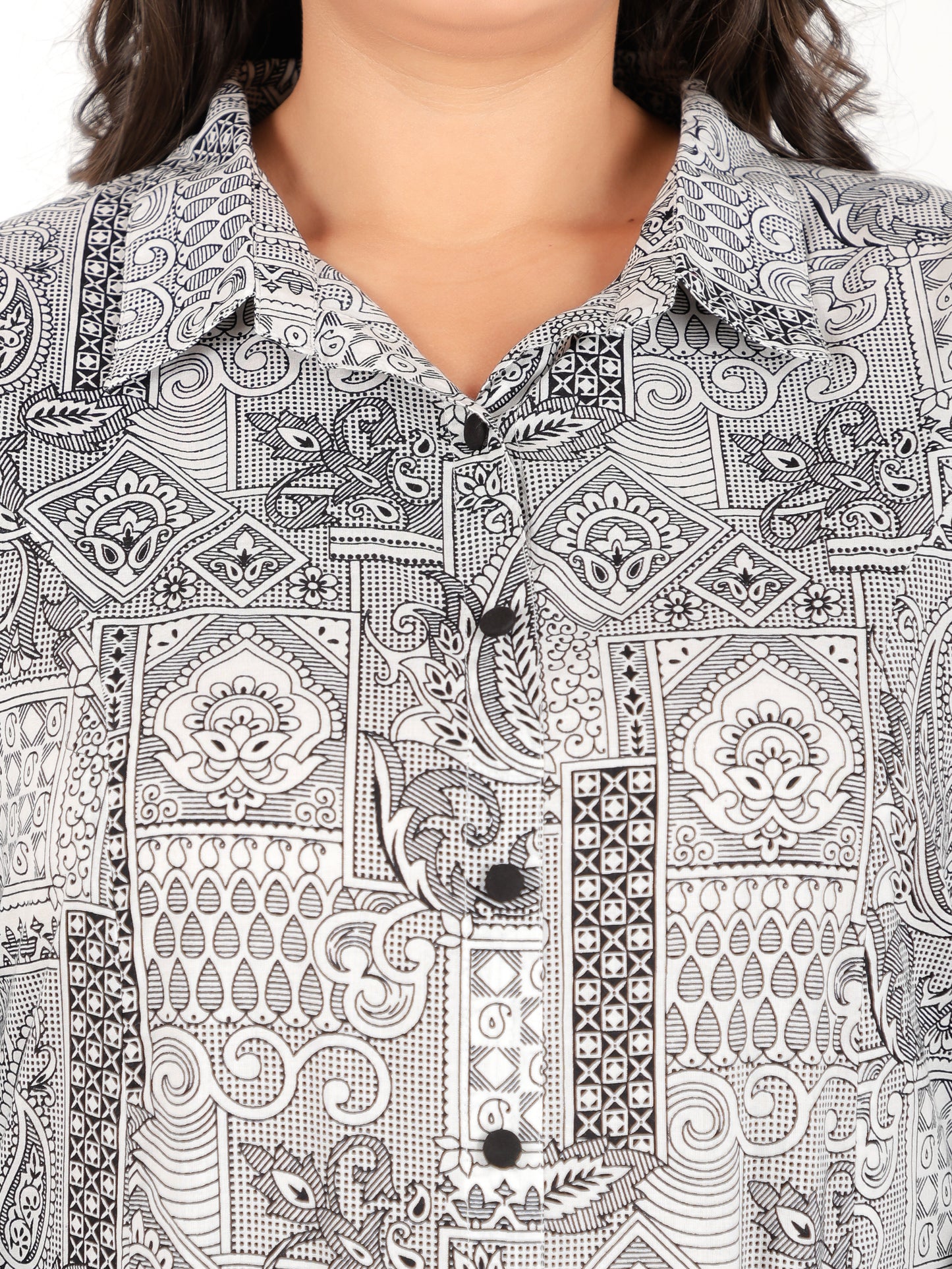 Soft Cotton Patchwork High Low Blue Kurta