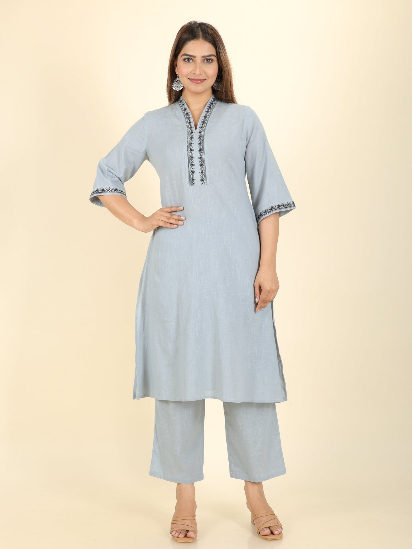 Khadi Cotton Solid Kurta