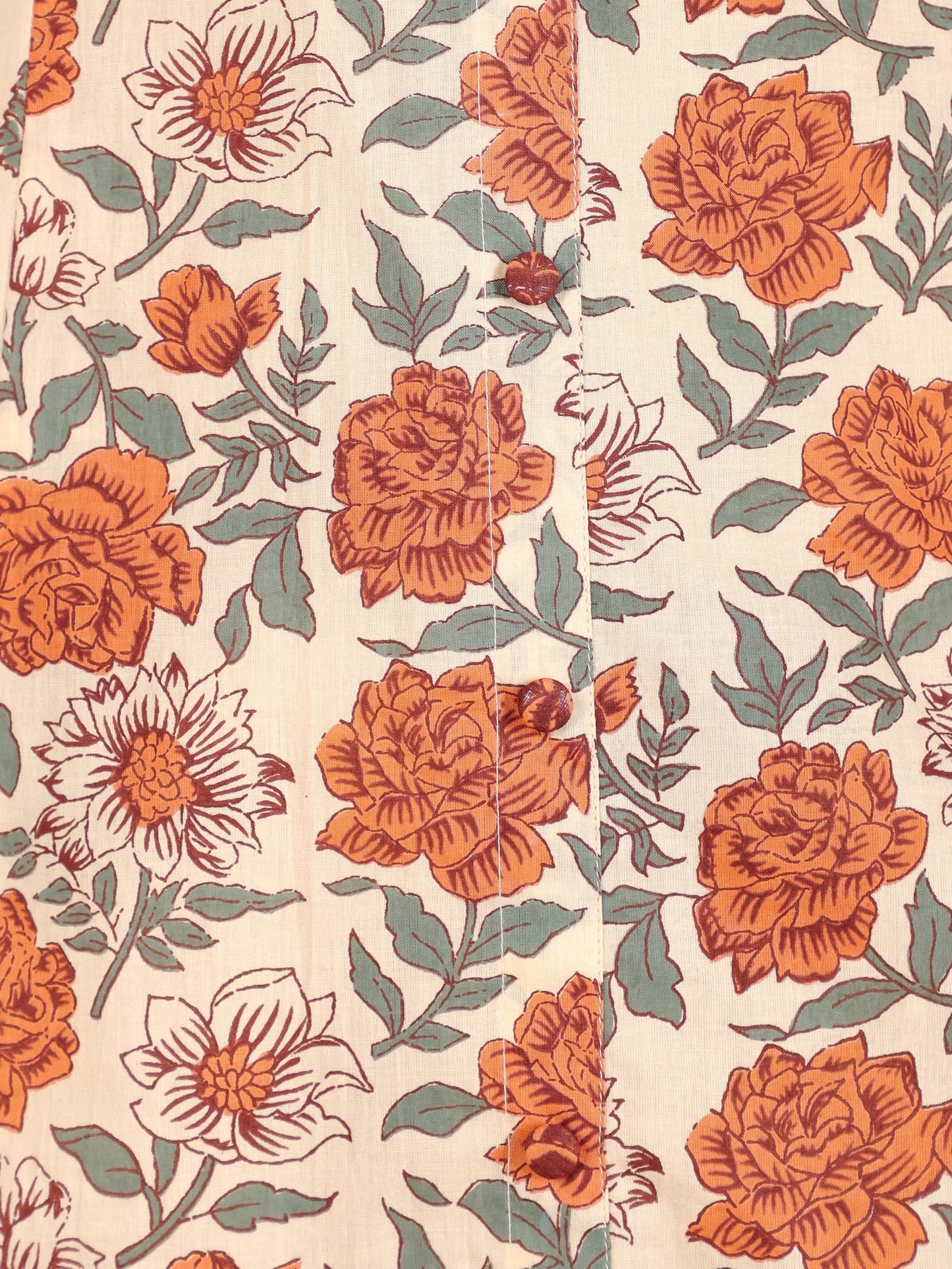 Soft Cotton Floral A-line Orange Kurta