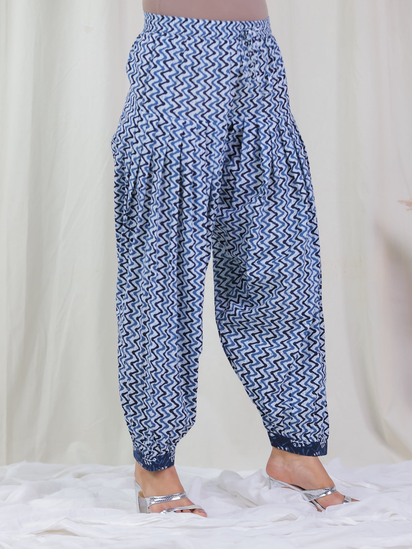 Soft Cotton Chevron Blue Salwar