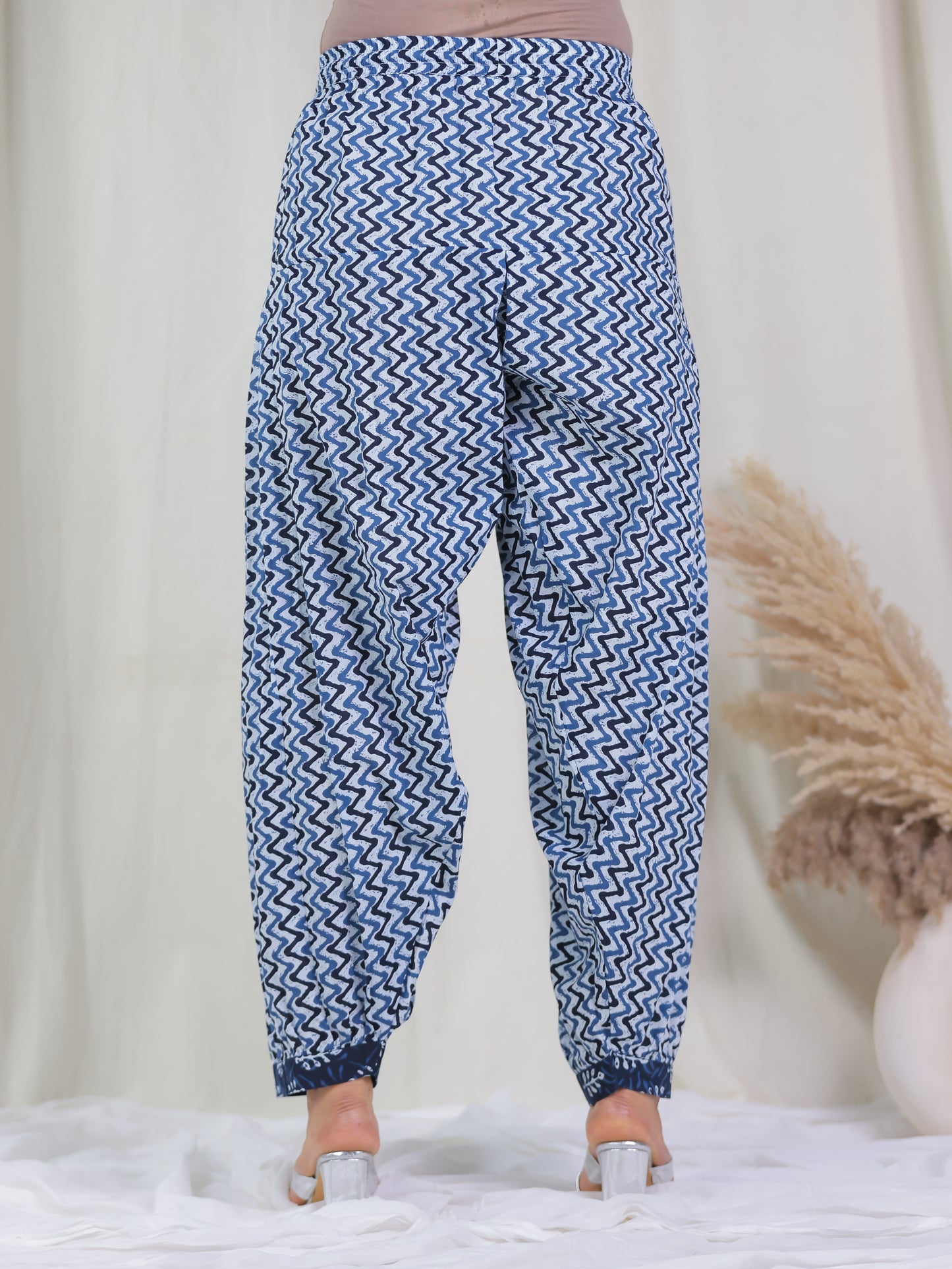 Soft Cotton Chevron Blue Salwar
