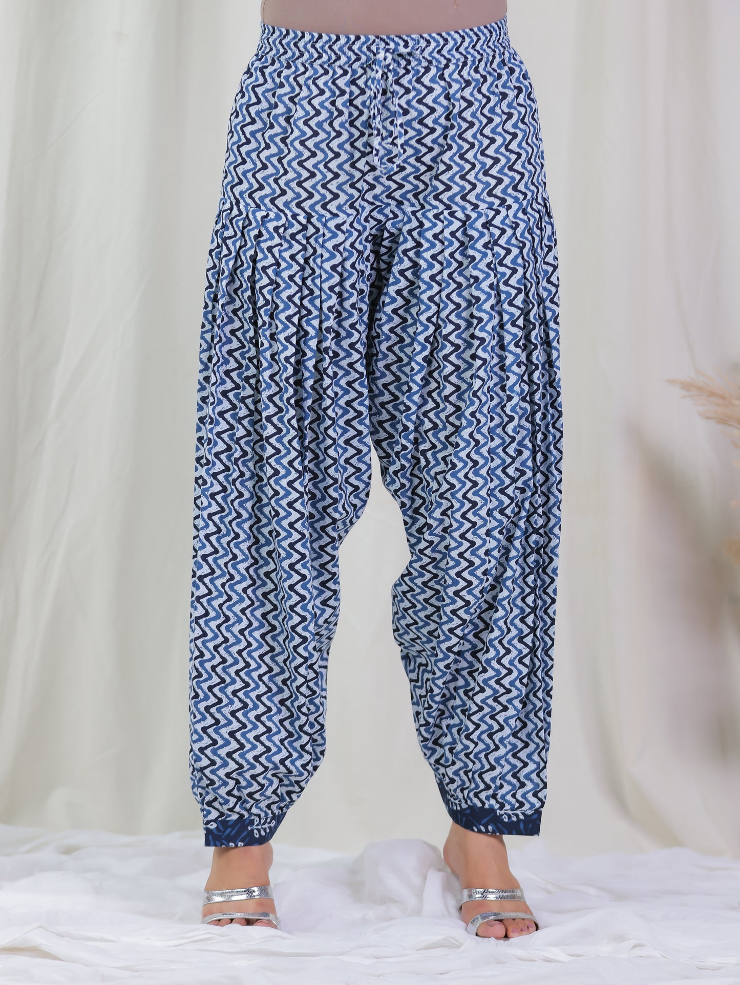 Soft Cotton Floral Straight Indigo Blue Kurta
