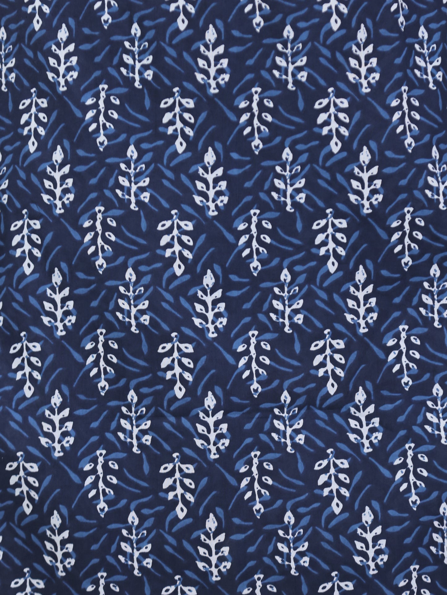 Soft Cotton Floral Straight Indigo Blue Kurta