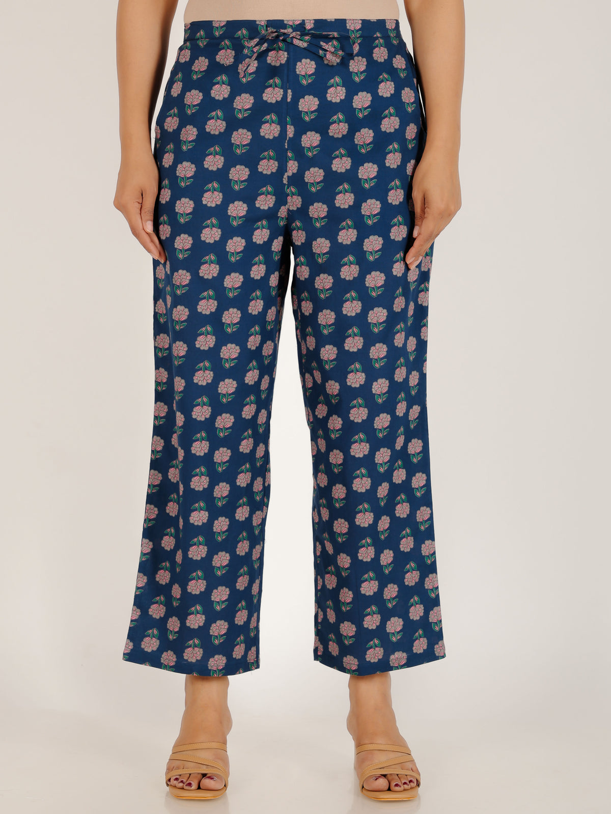 Soft Cotton Floral Straight Blue Kurta