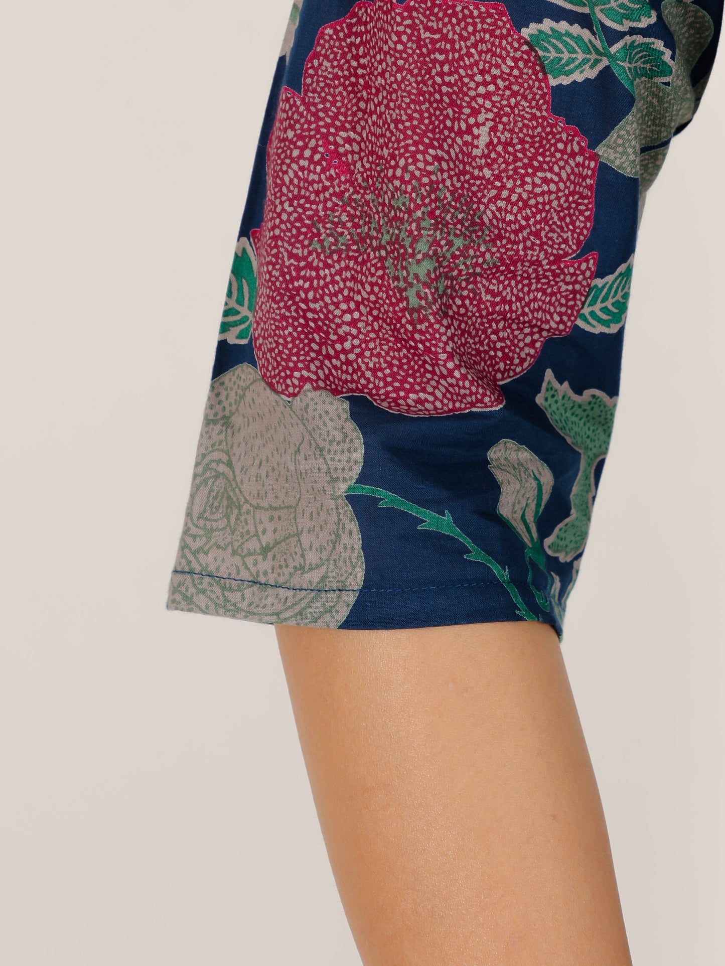 Soft Cotton Floral Straight Blue Kurta