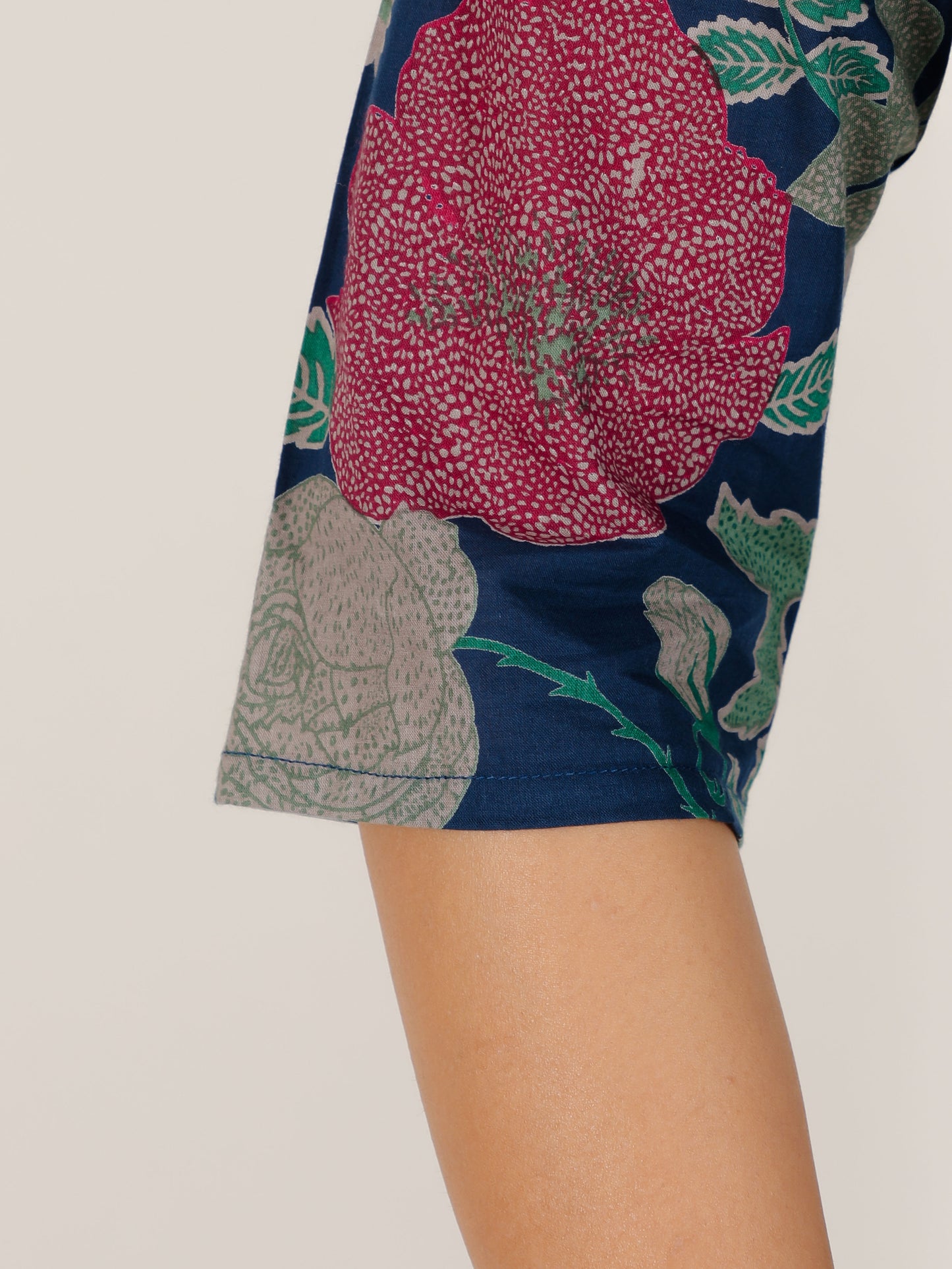 Soft Cotton Floral Straight Blue Kurta