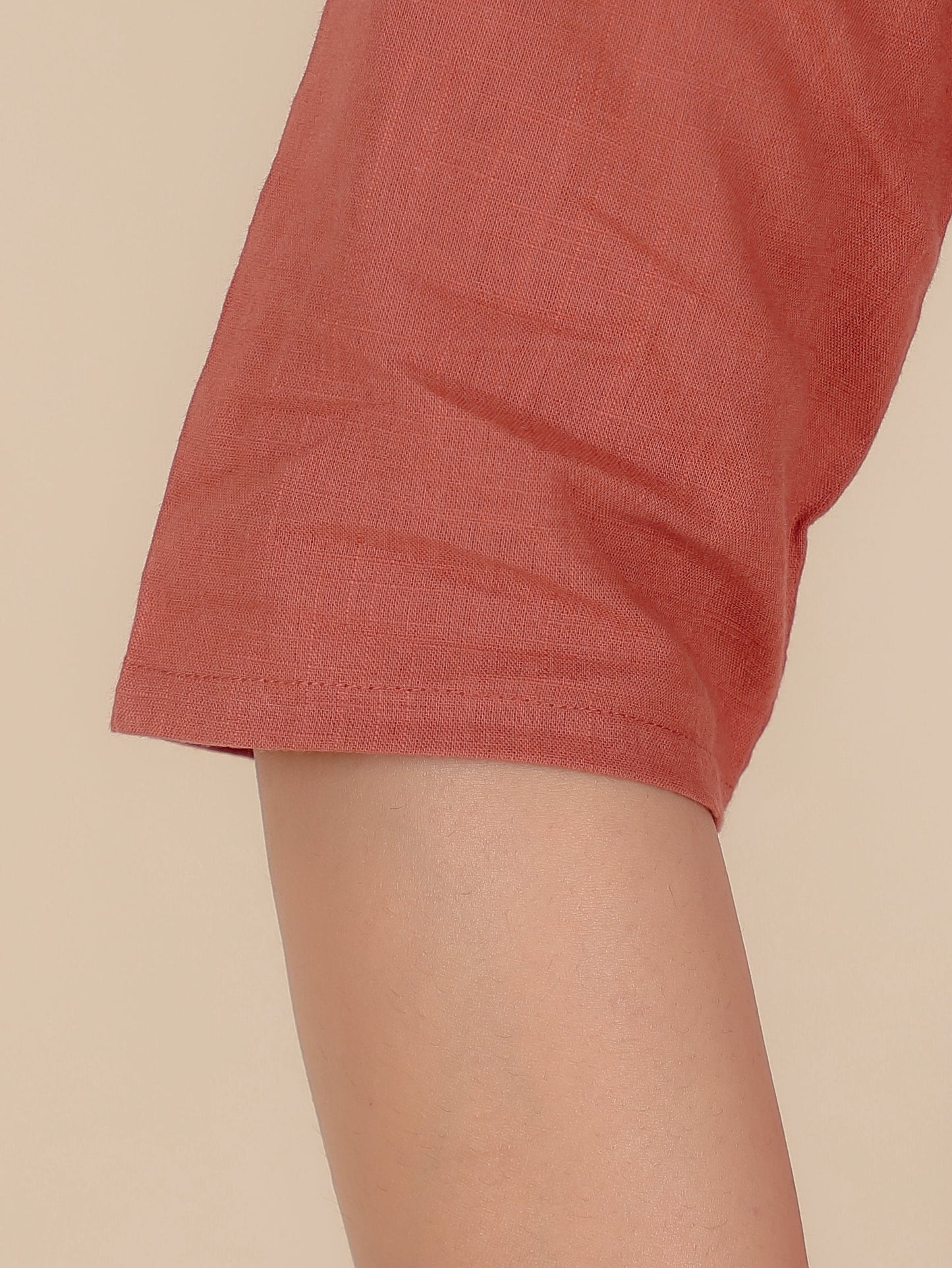 Natural Cotton Solid Straight Rust Kurta