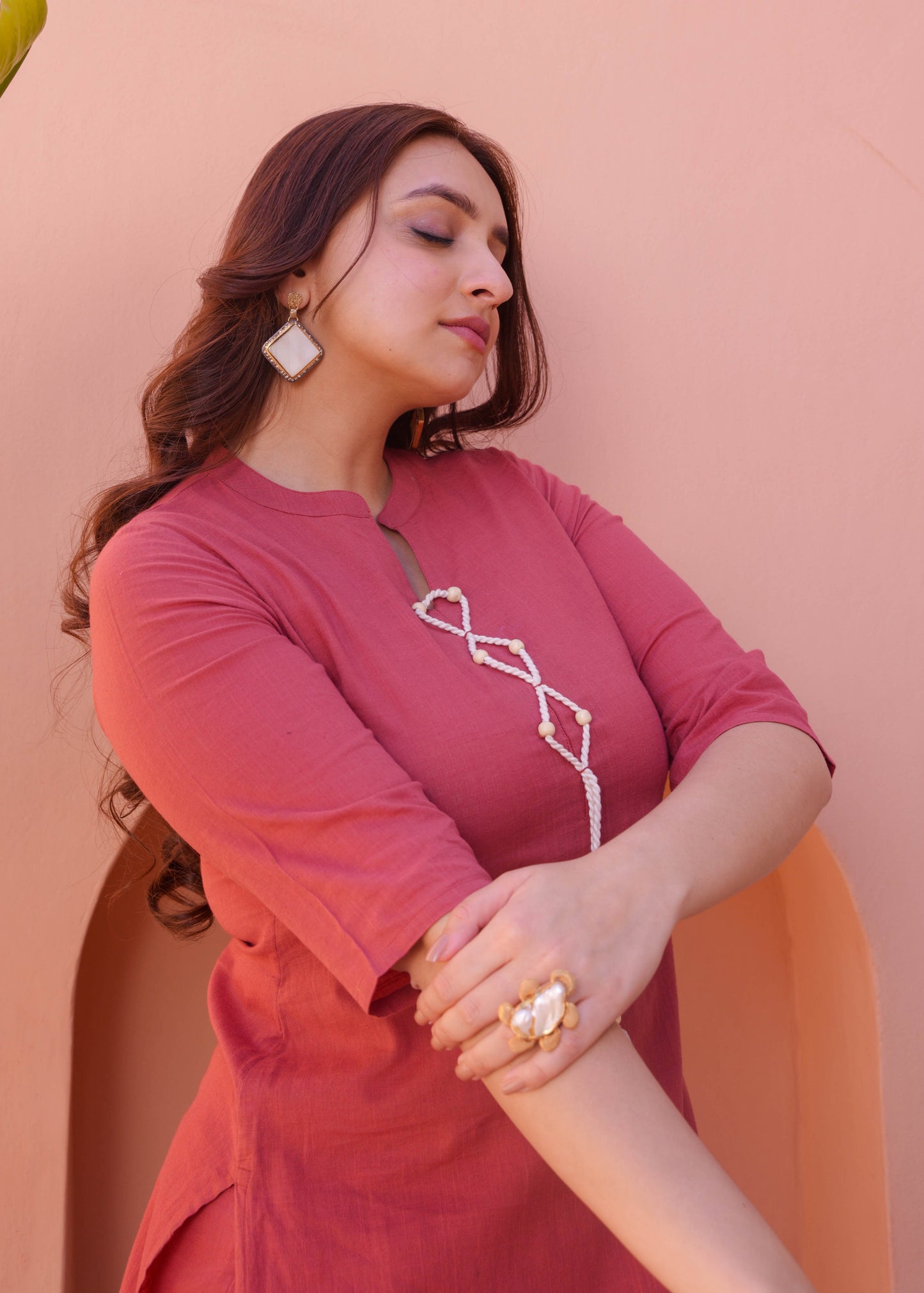 Natural Cotton Solid Straight Rust Kurta