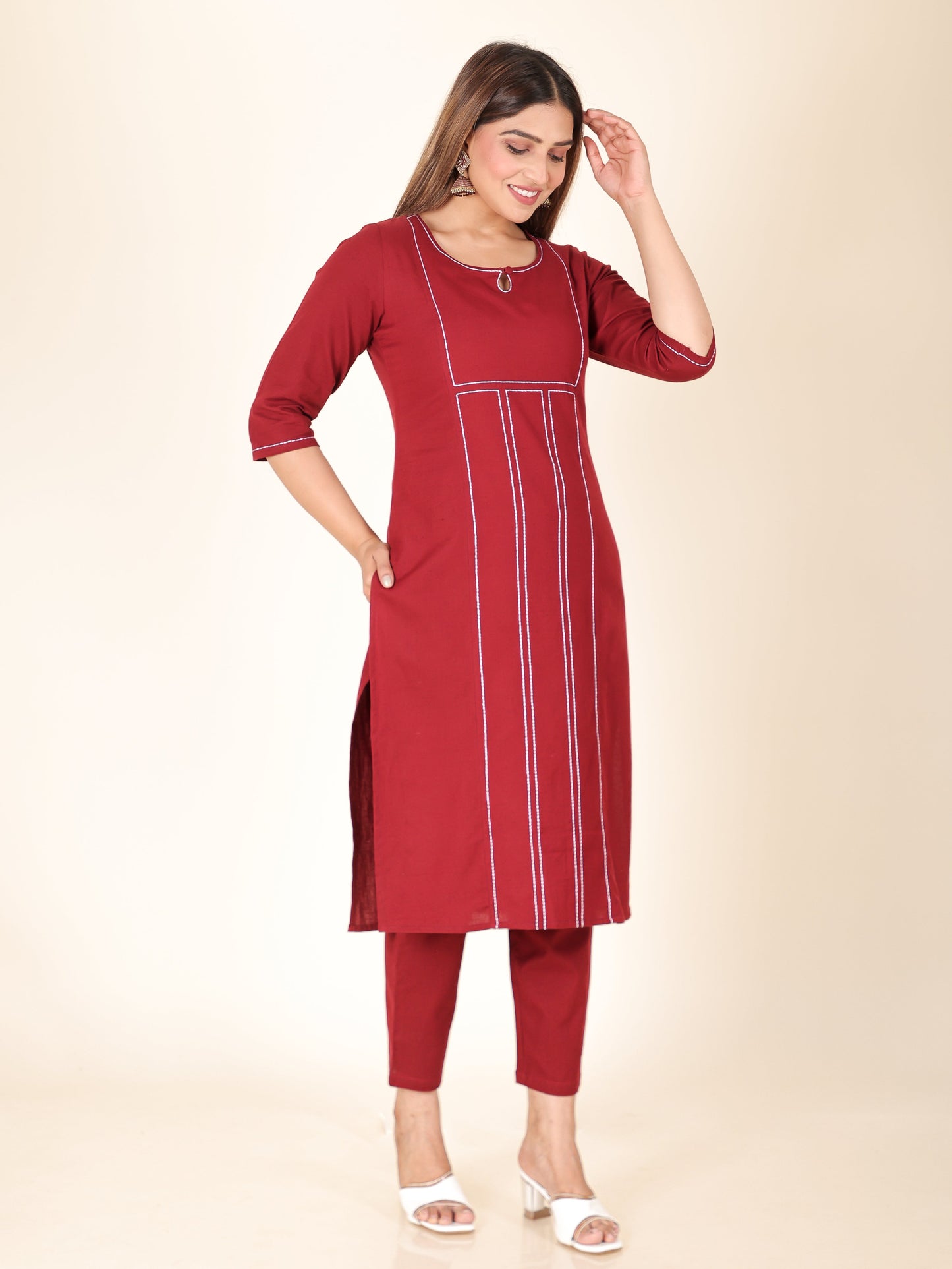 Linen Cotton Solid Kurta