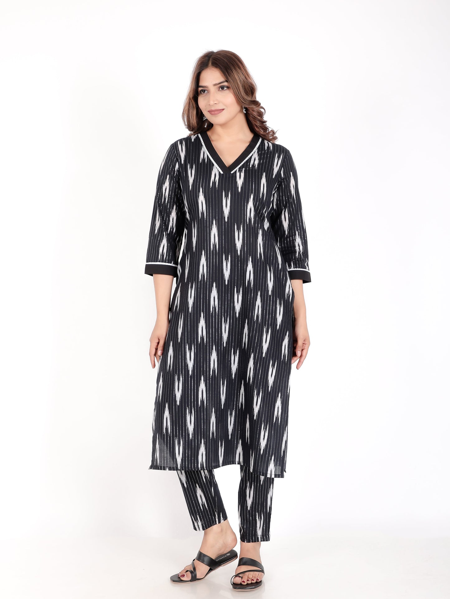 Lurex Cotton Ikat Kurta