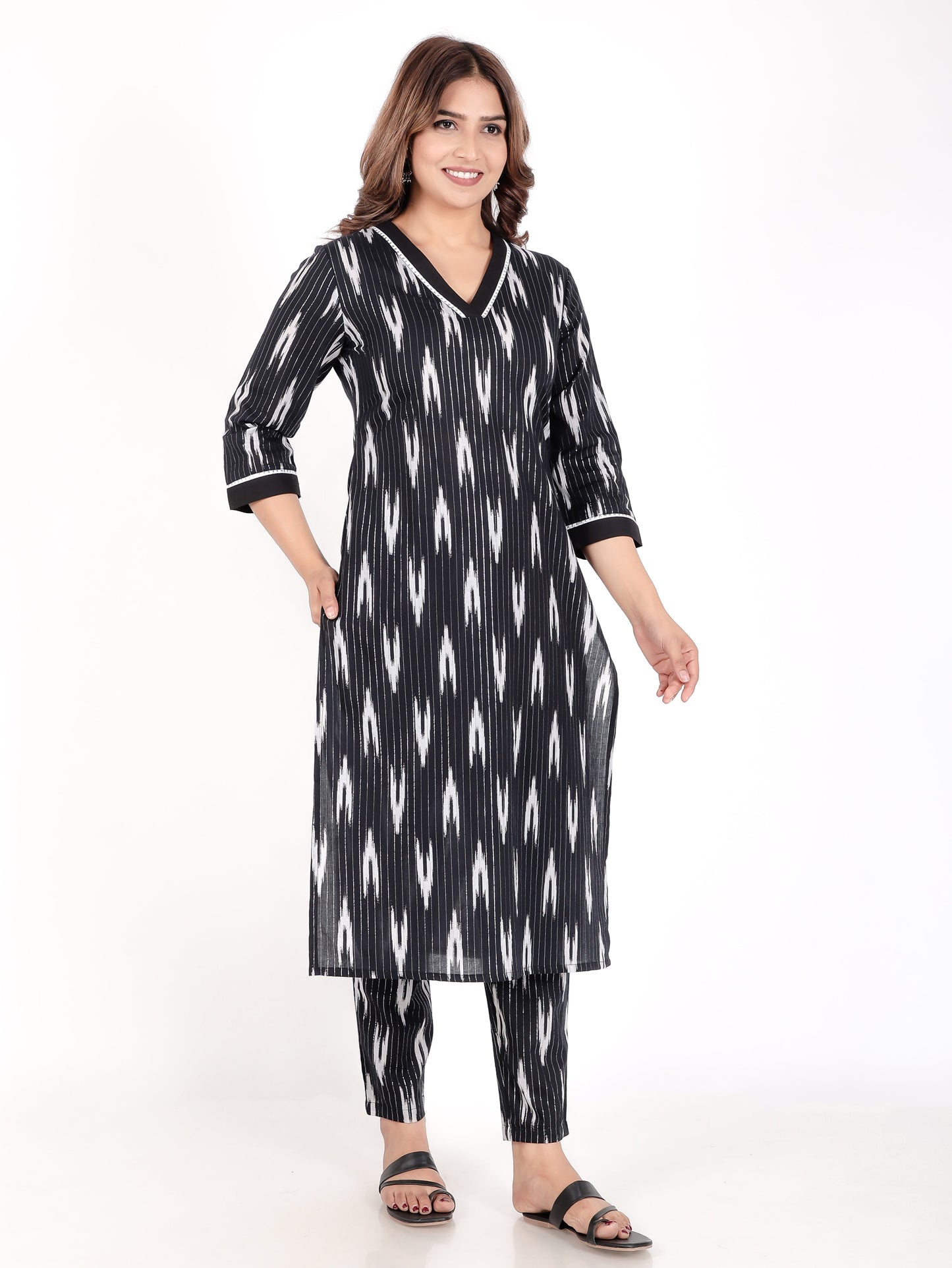 Lurex Cotton Ikat Kurta