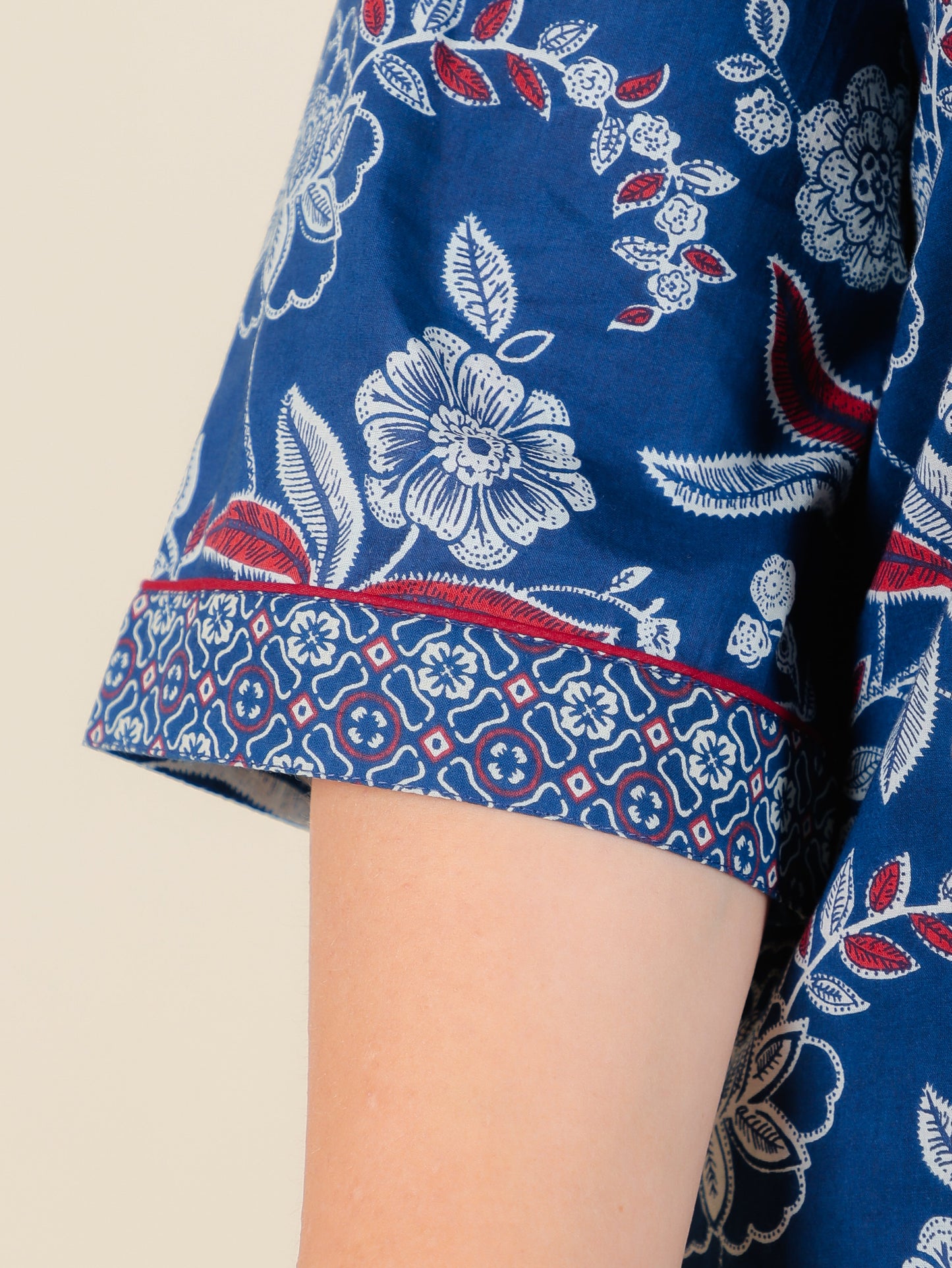 Soft Cotton Floral Straight Blue Kurta