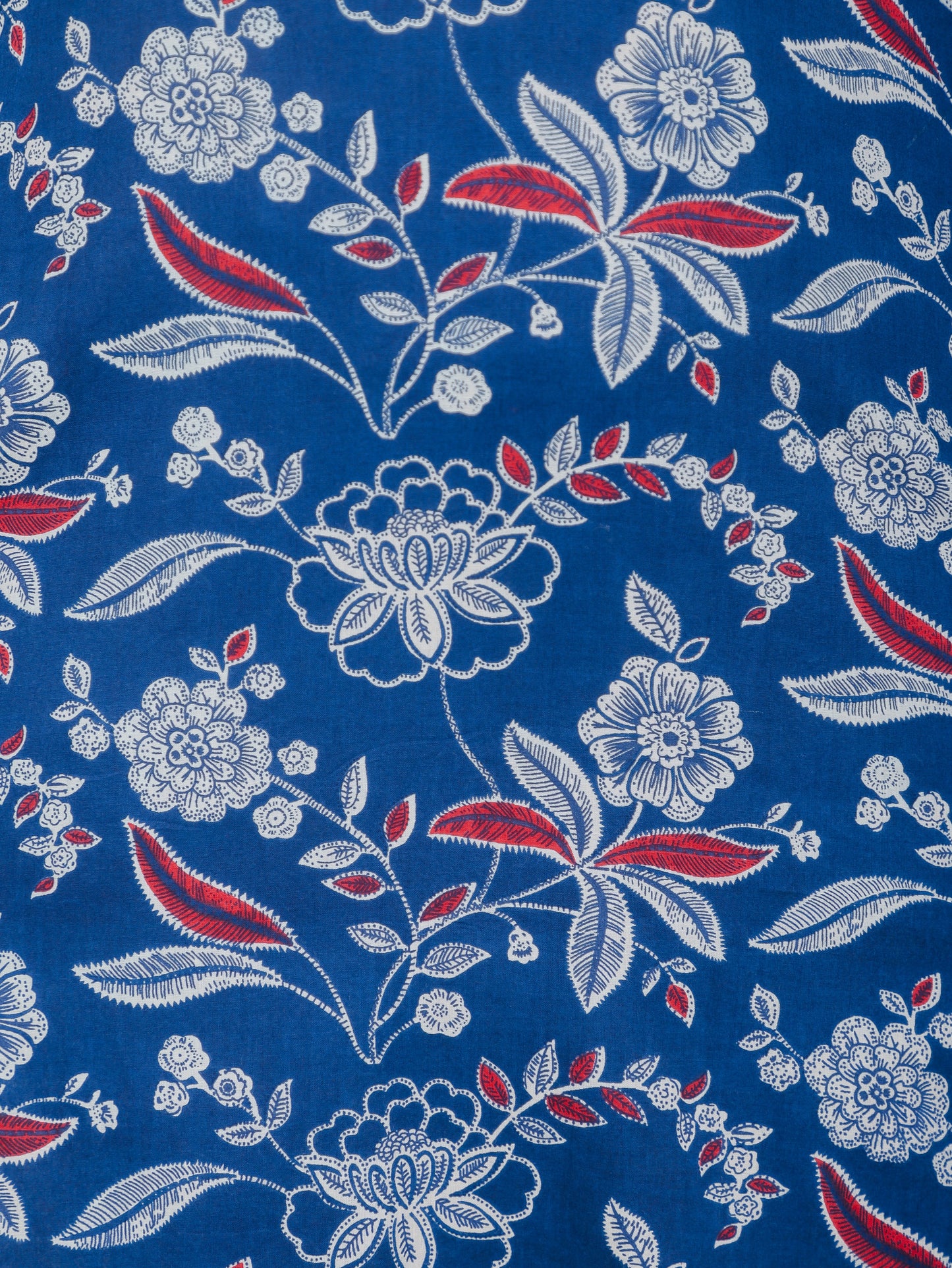 Soft Cotton Floral Straight Blue Kurta