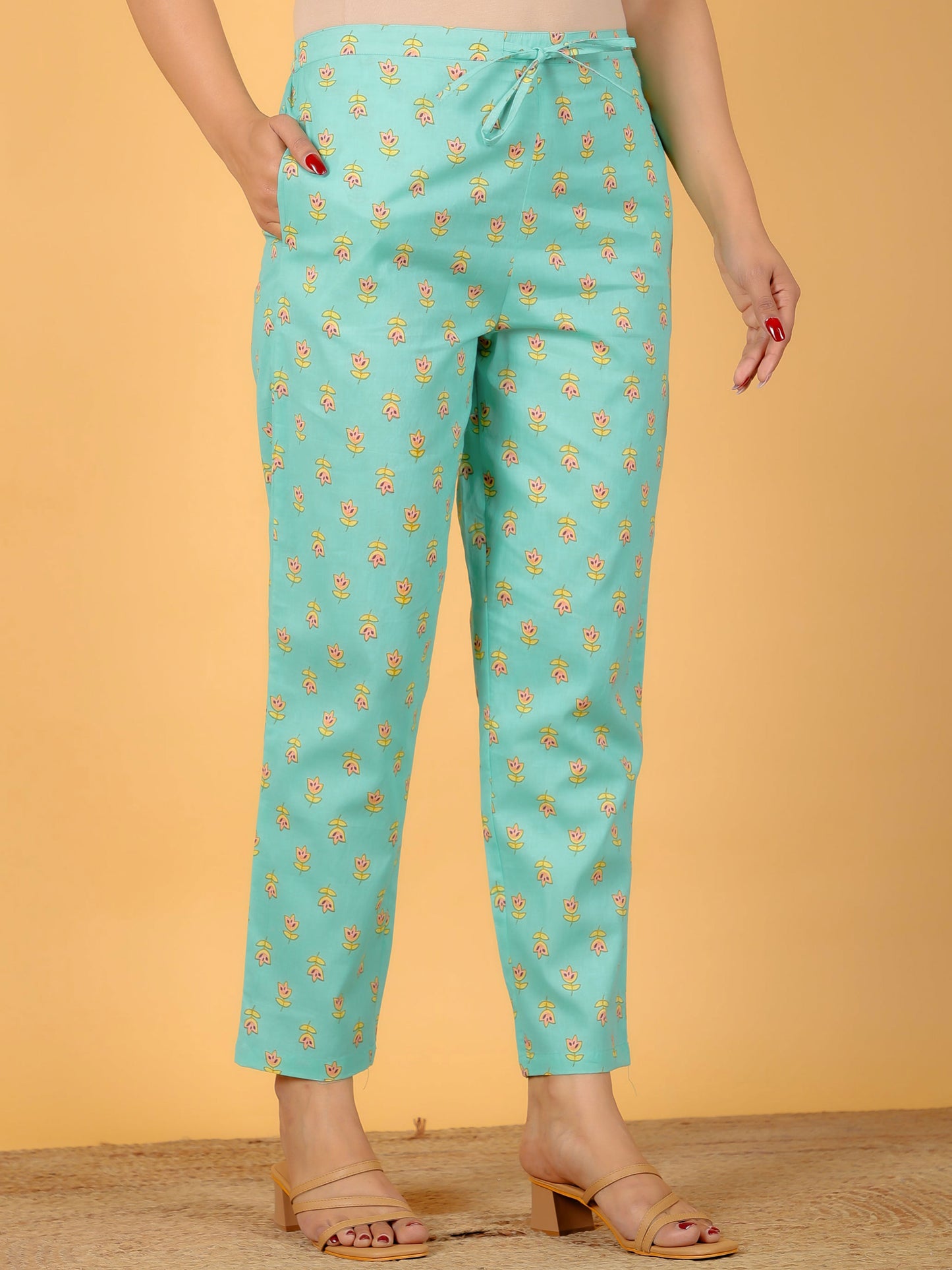 Soft Cotton Paisley Flared Mint Green Kurta