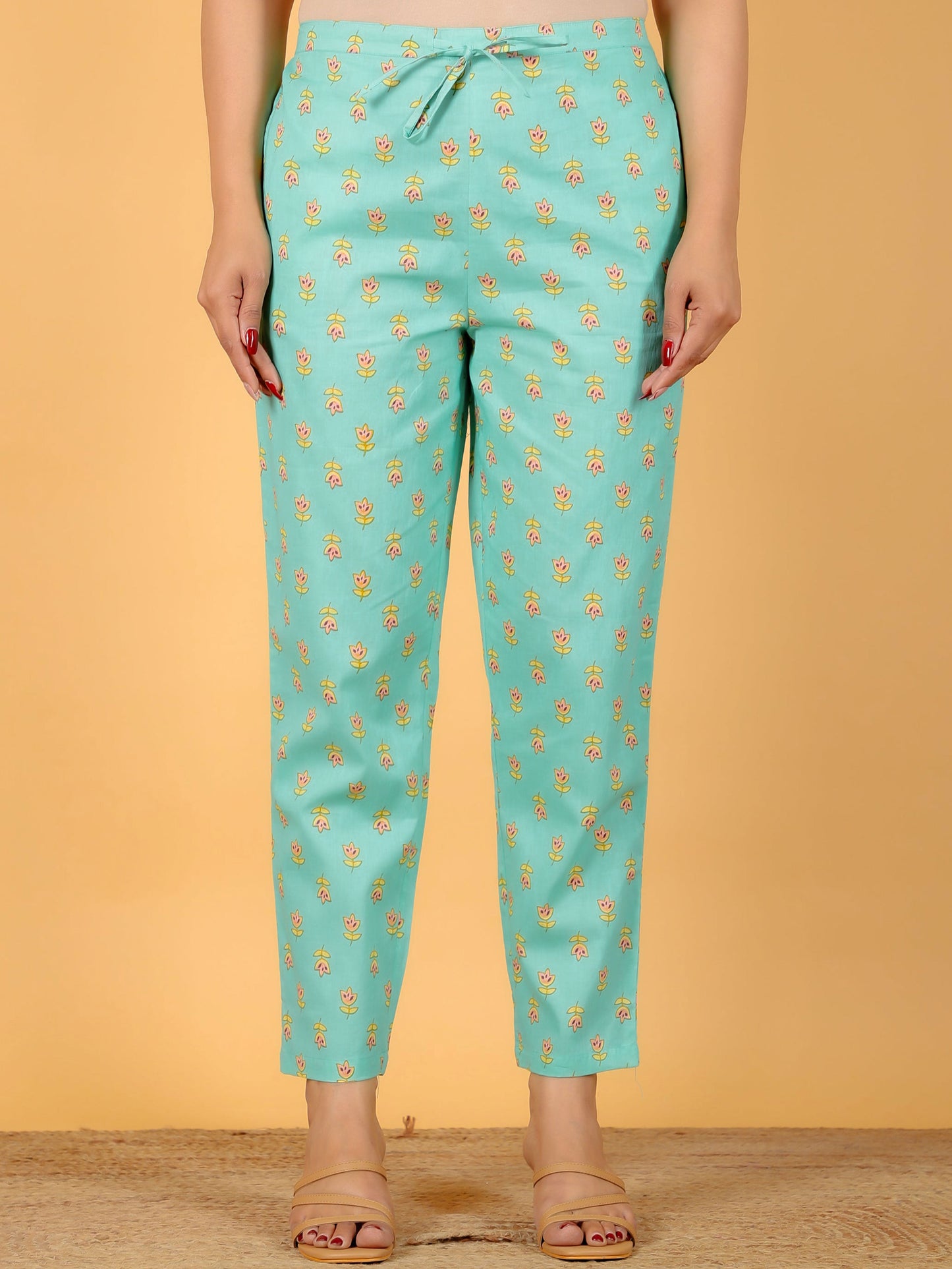 Soft Cotton Paisley Flared Mint Green Kurta