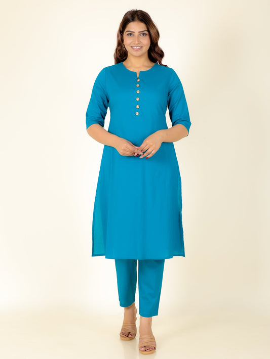 Soft Cotton Solid A-line Green Kurta