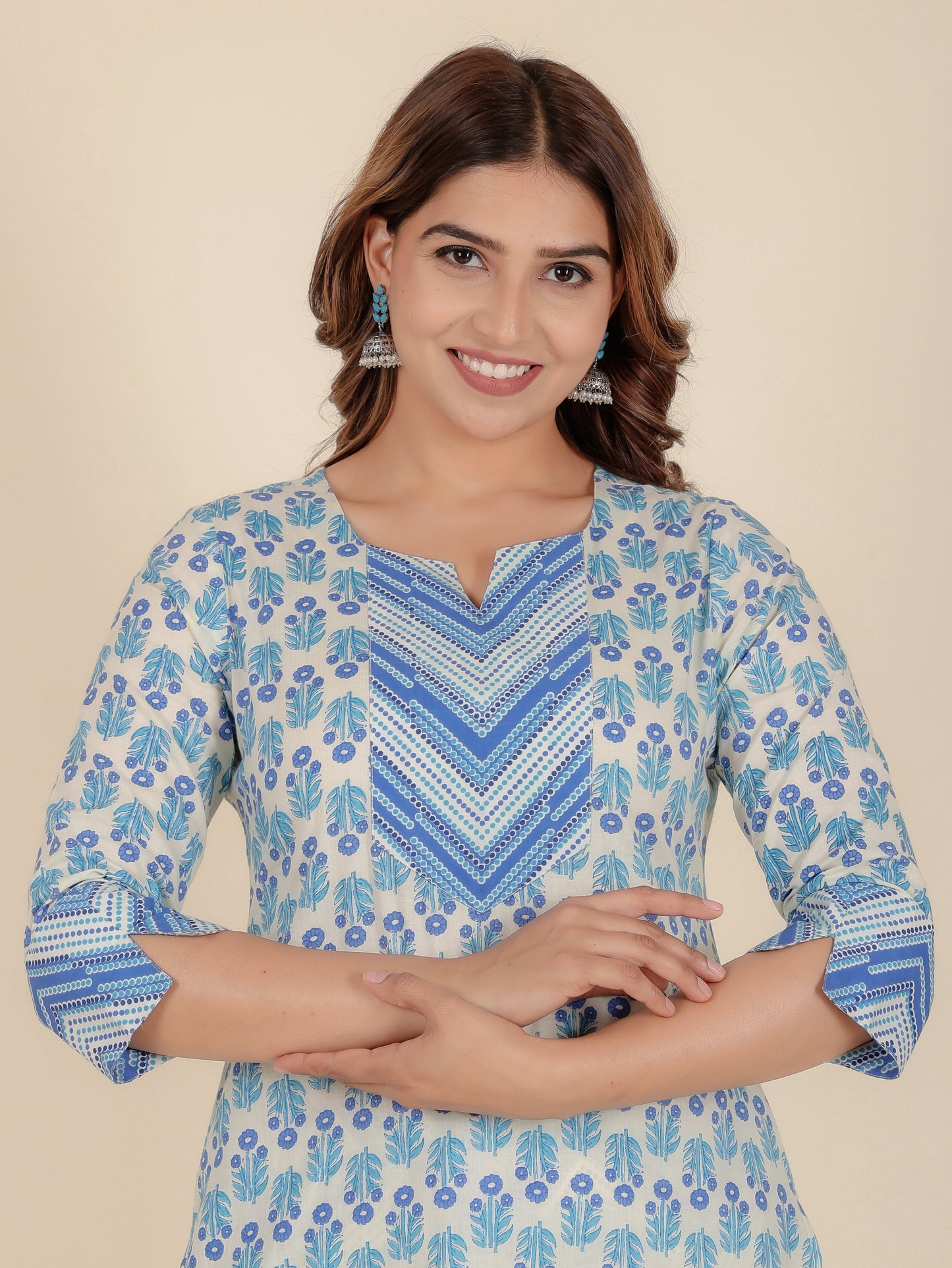 Soft Cotton Floral Straight White Kurta