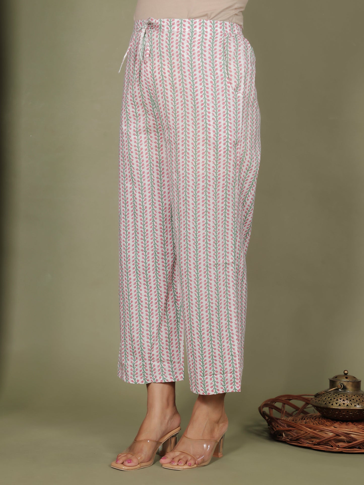 Soft Cotton Floral Straight Green Kurta