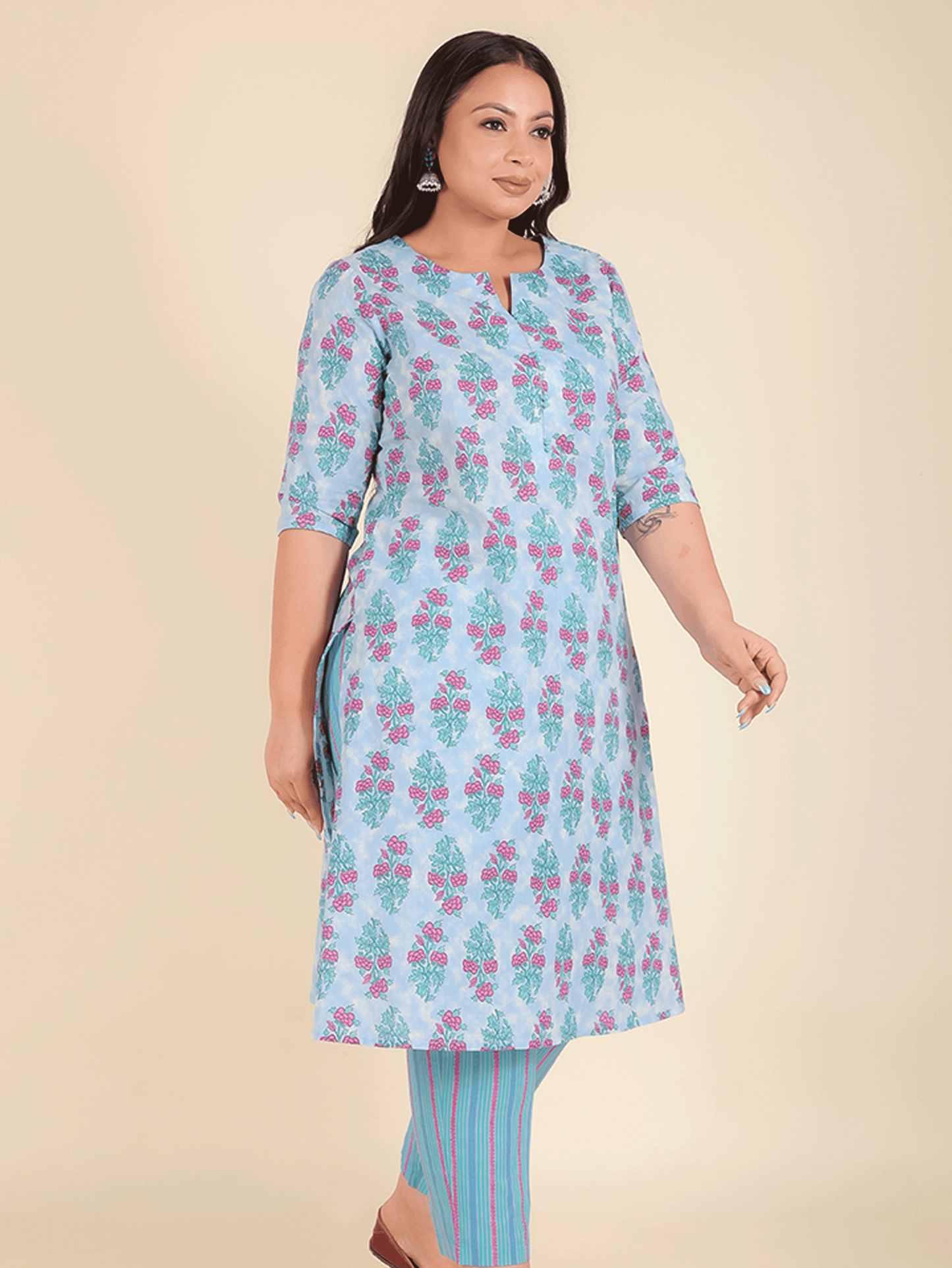 Soft Cotton Floral Kurta