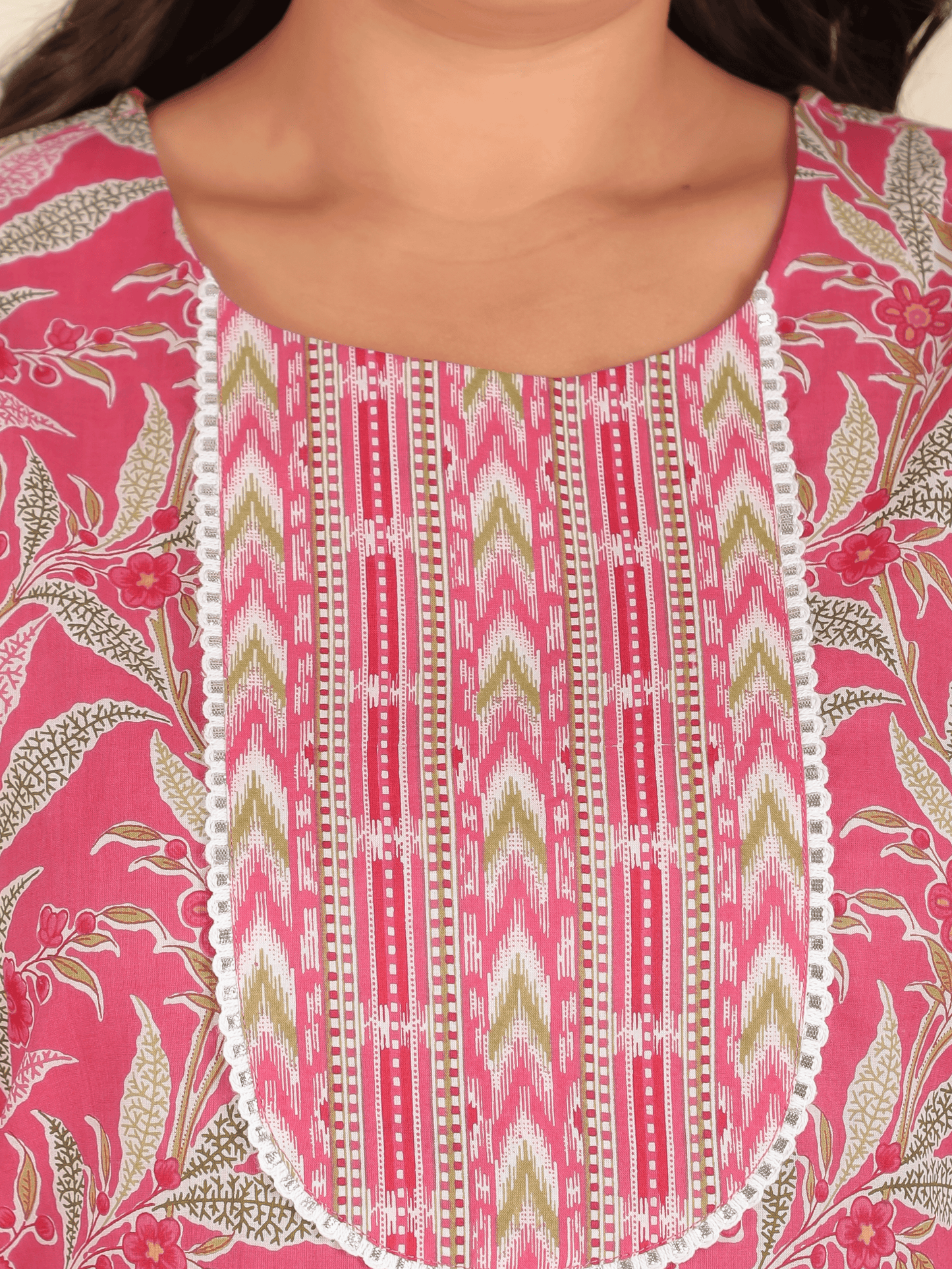 Soft Cotton Floral Straight Pink Kurta