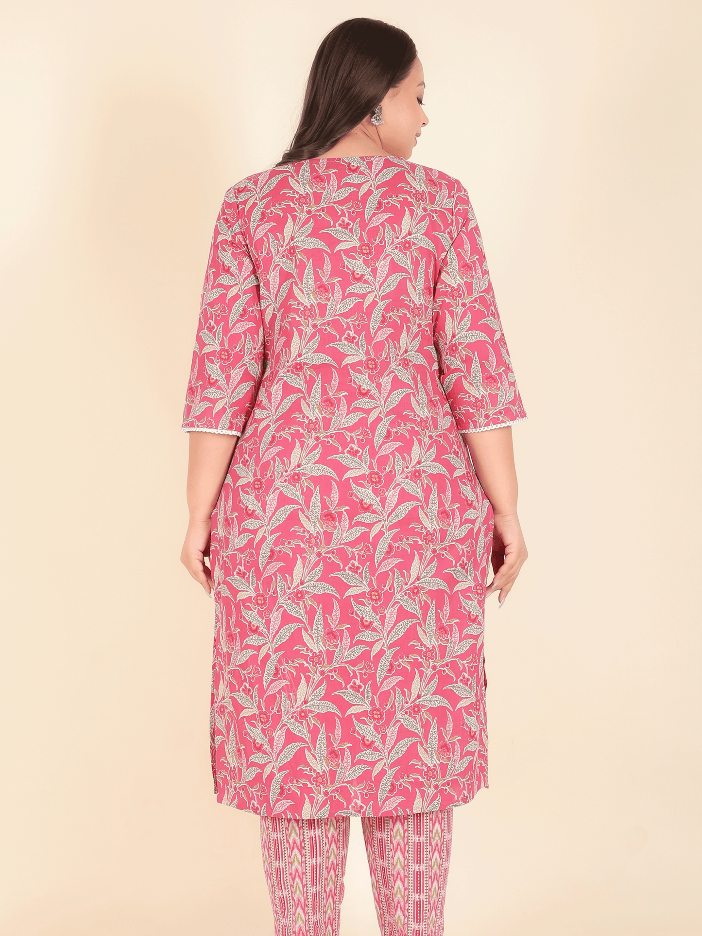 Soft Cotton Floral Straight Pink Kurta