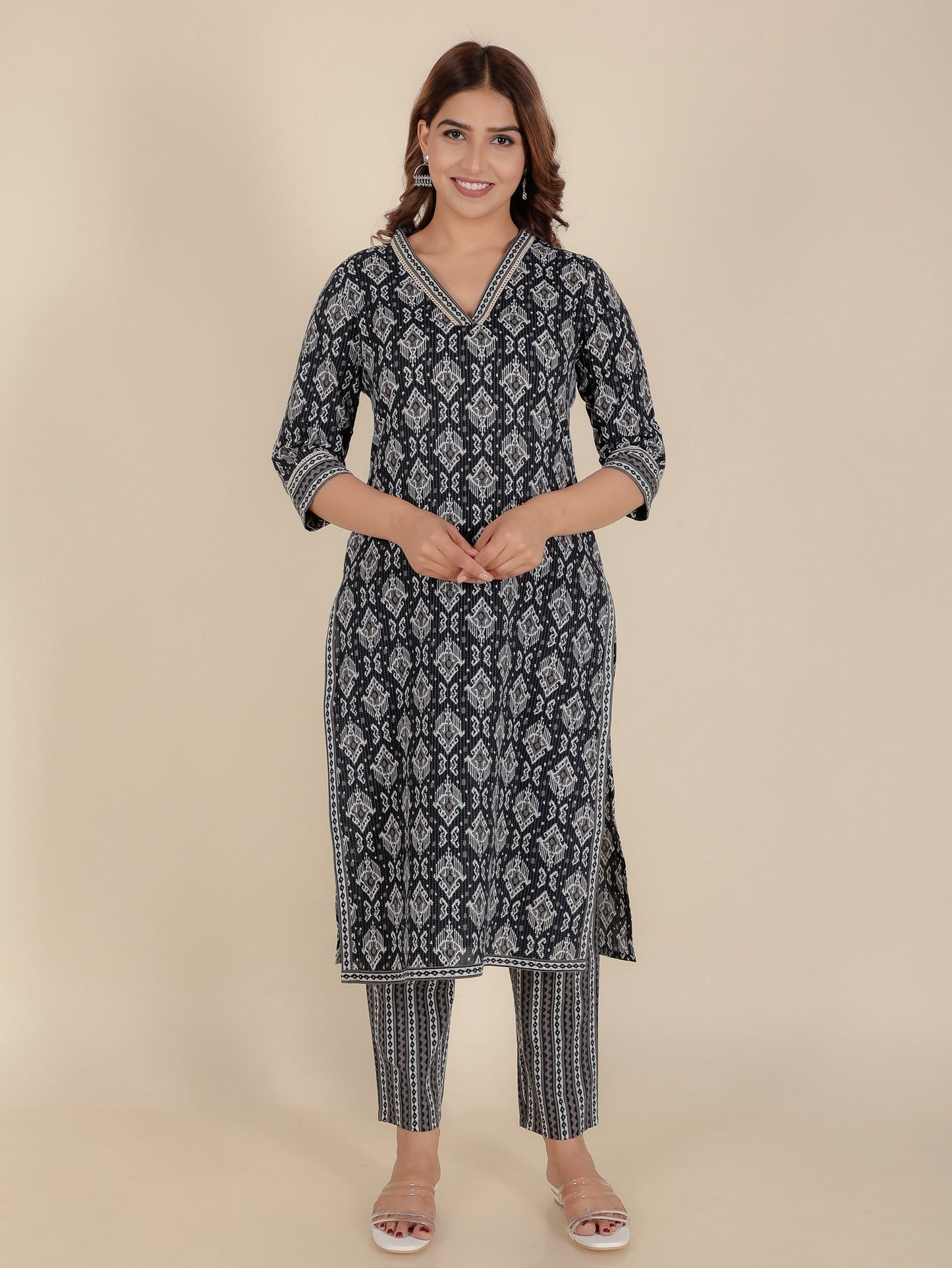 Kantha Cotton Ikat Kurta