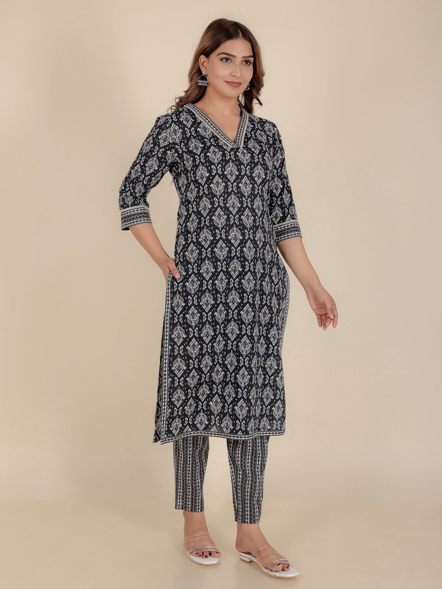 Kantha Cotton Ikat Kurta