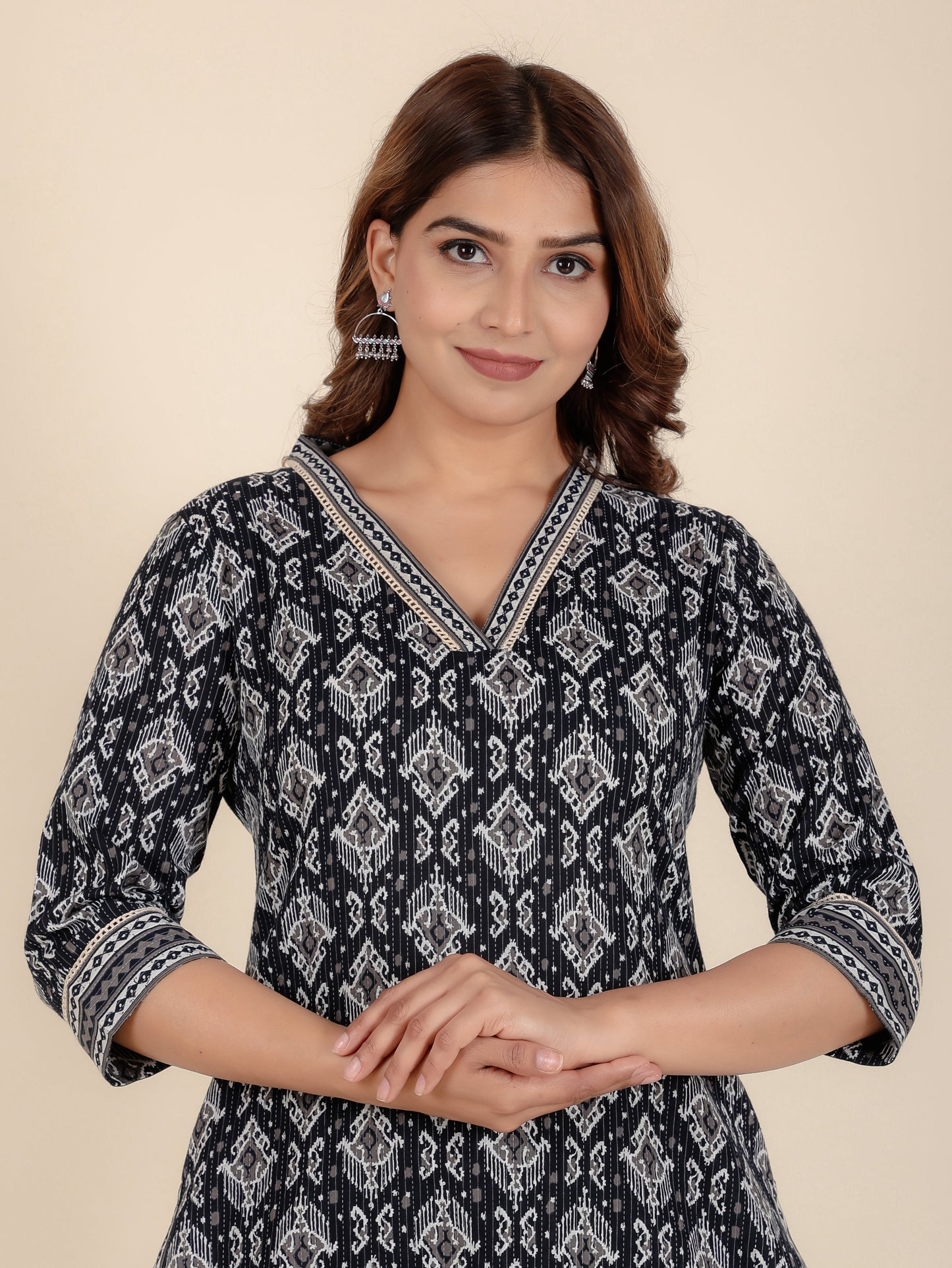 Kantha Cotton Ikat Kurta