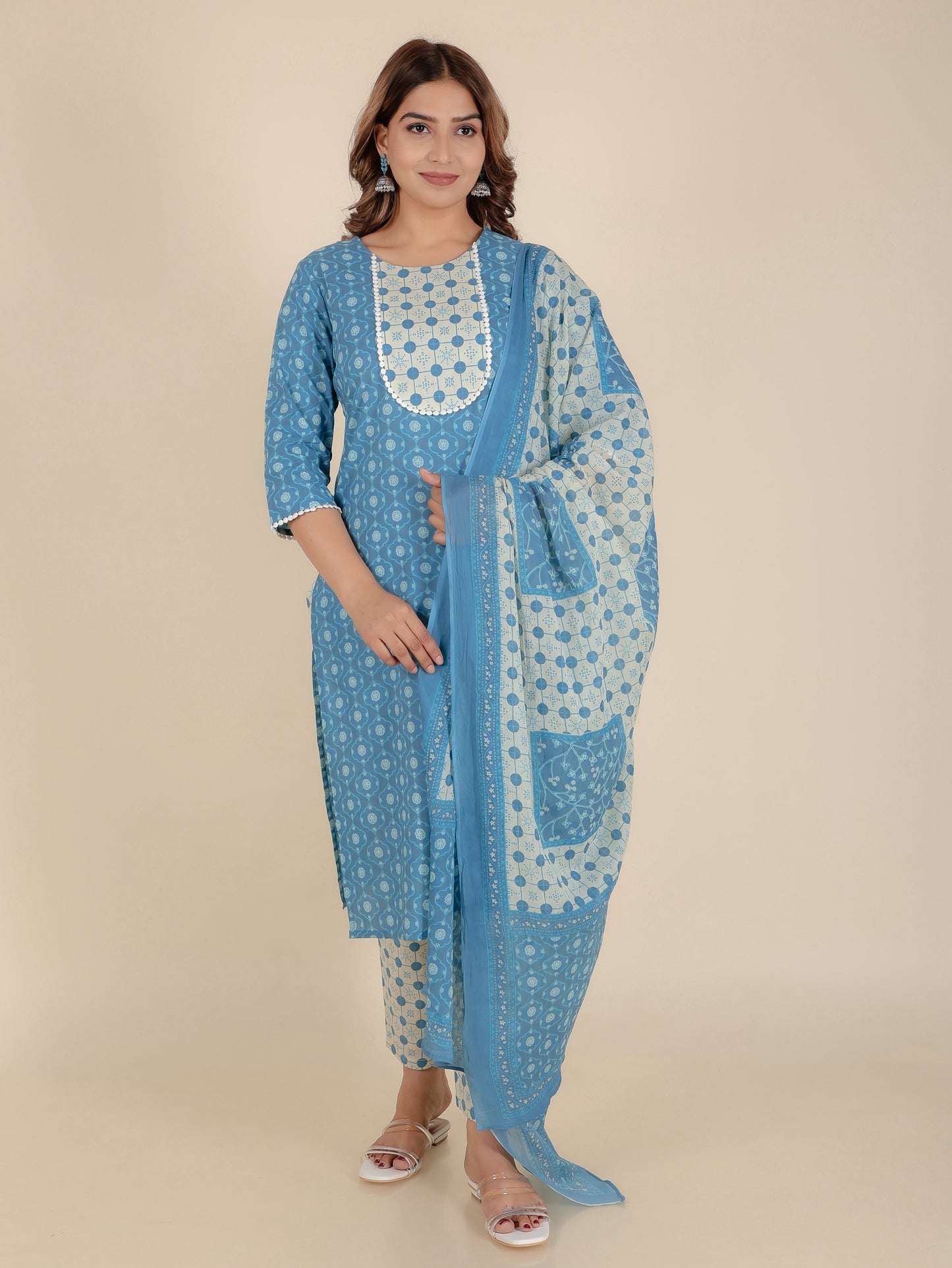 Soft Cotton Geometric Kurta