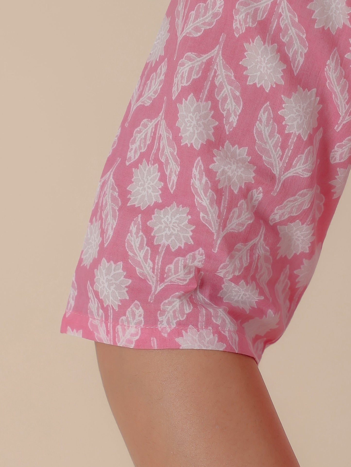 Soft Cotton Floral A-line Pink Kurta